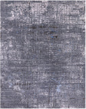 Grey Contemporary Hand Knotted Wool & Silk Rug - 7' 11" X 10' 0" - Golden Nile
