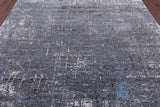 Grey Contemporary Hand Knotted Wool & Silk Rug - 7' 11" X 10' 0" - Golden Nile