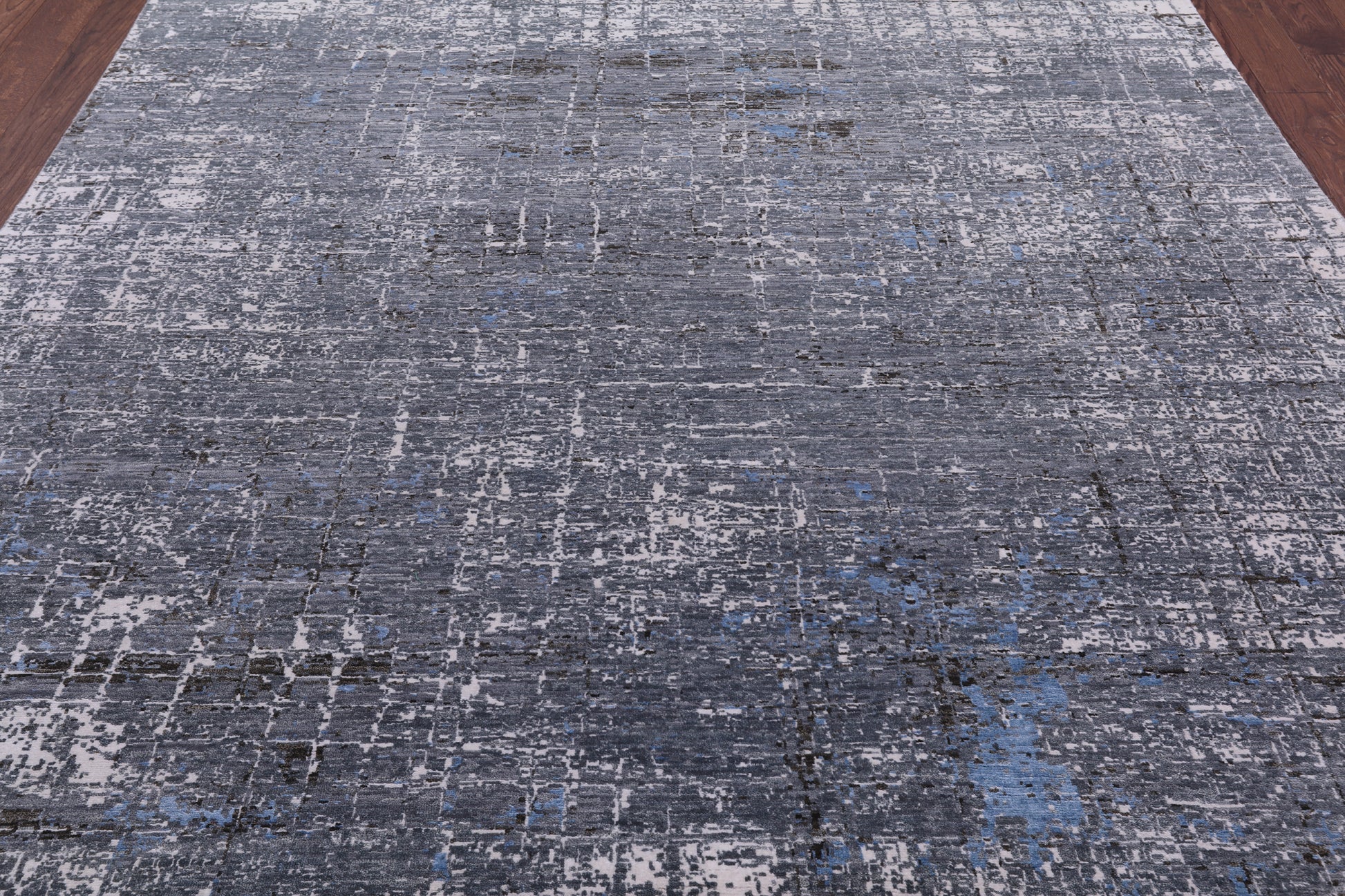 Grey Contemporary Hand Knotted Wool & Silk Rug - 7' 11" X 10' 0" - Golden Nile