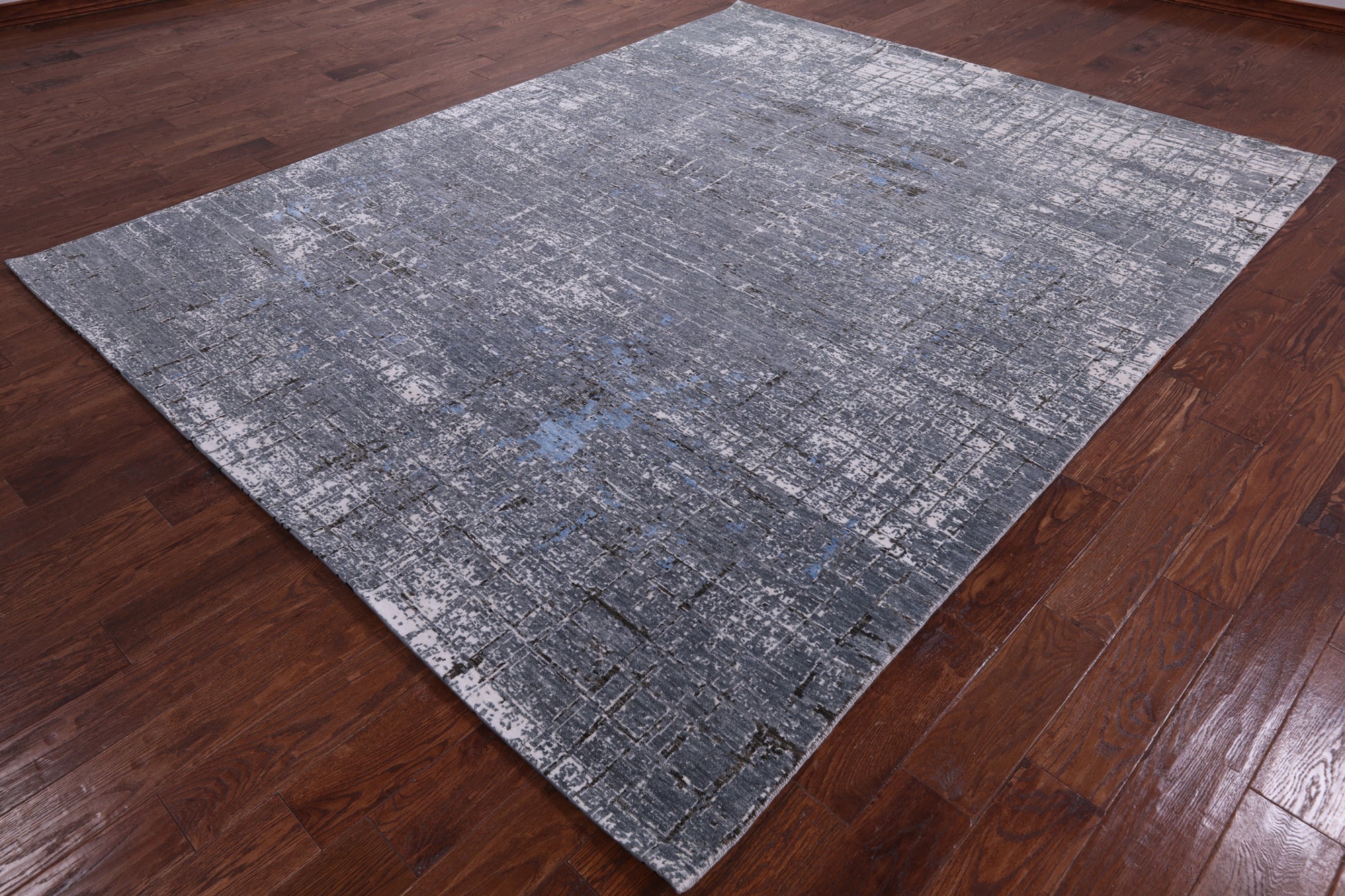 Grey Contemporary Hand Knotted Wool & Silk Rug - 7' 11" X 10' 0" - Golden Nile