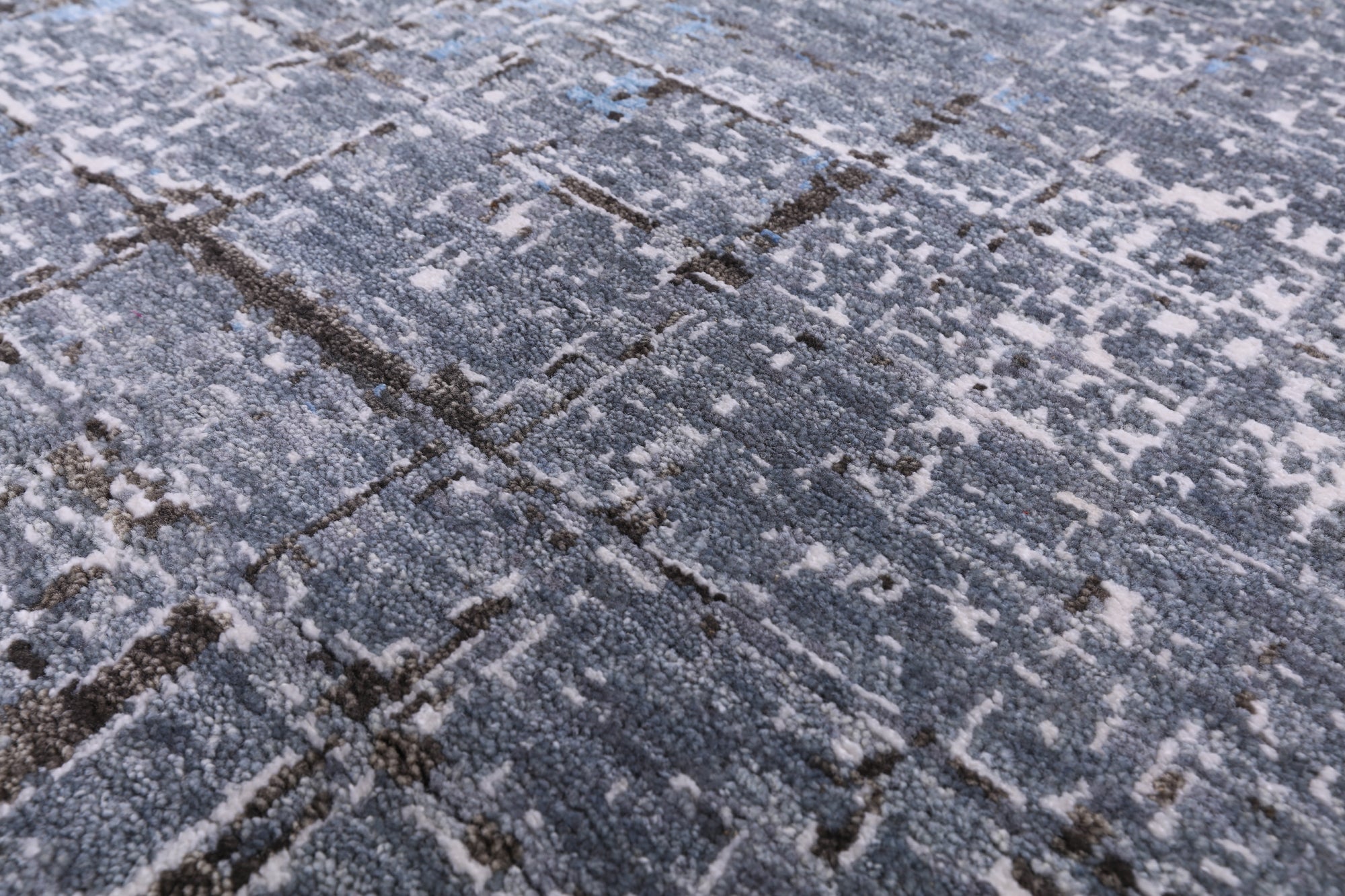 Grey Contemporary Hand Knotted Wool & Silk Rug - 7' 11" X 10' 0" - Golden Nile