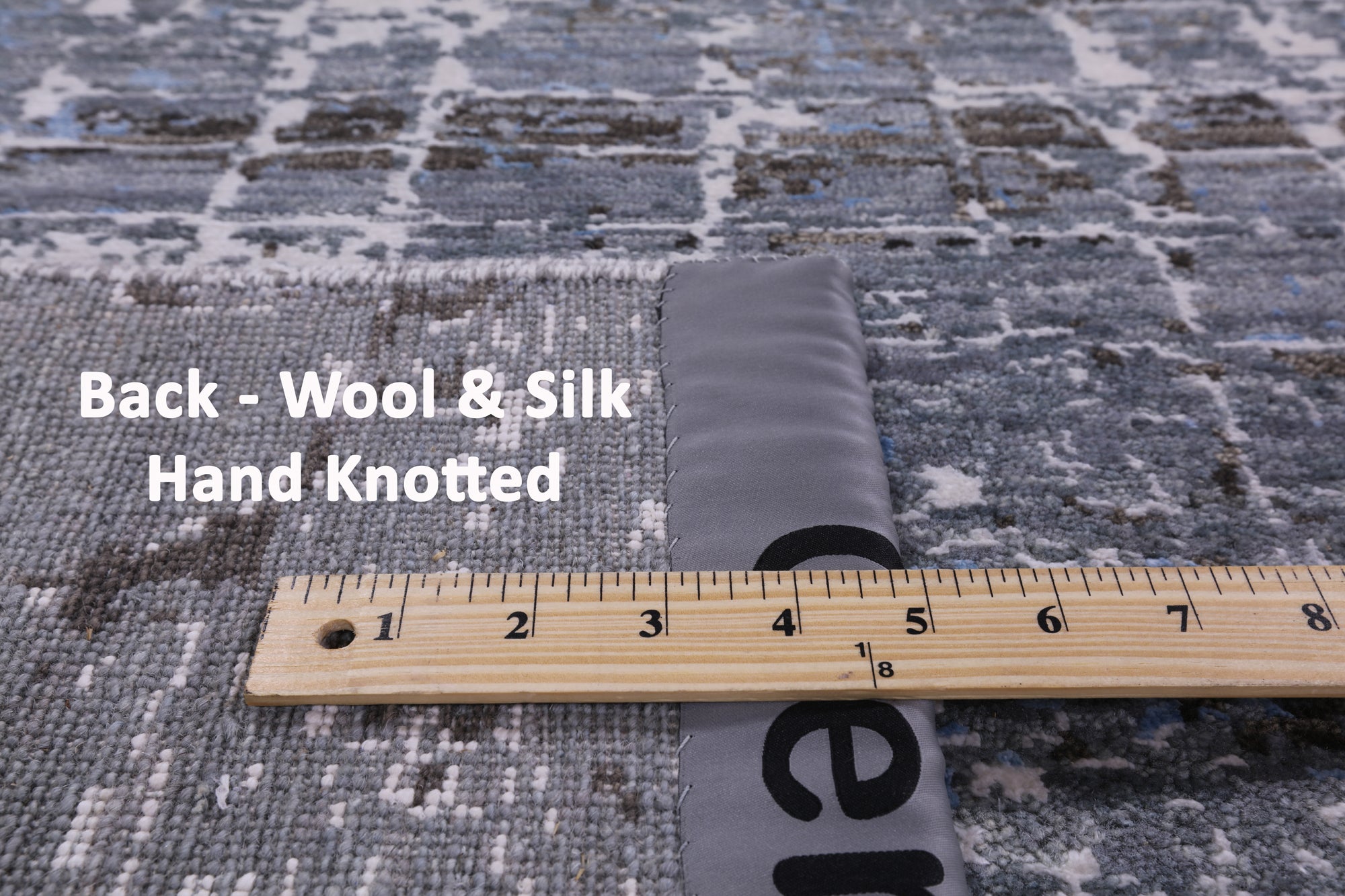 Grey Contemporary Hand Knotted Wool & Silk Rug - 7' 11" X 10' 0" - Golden Nile