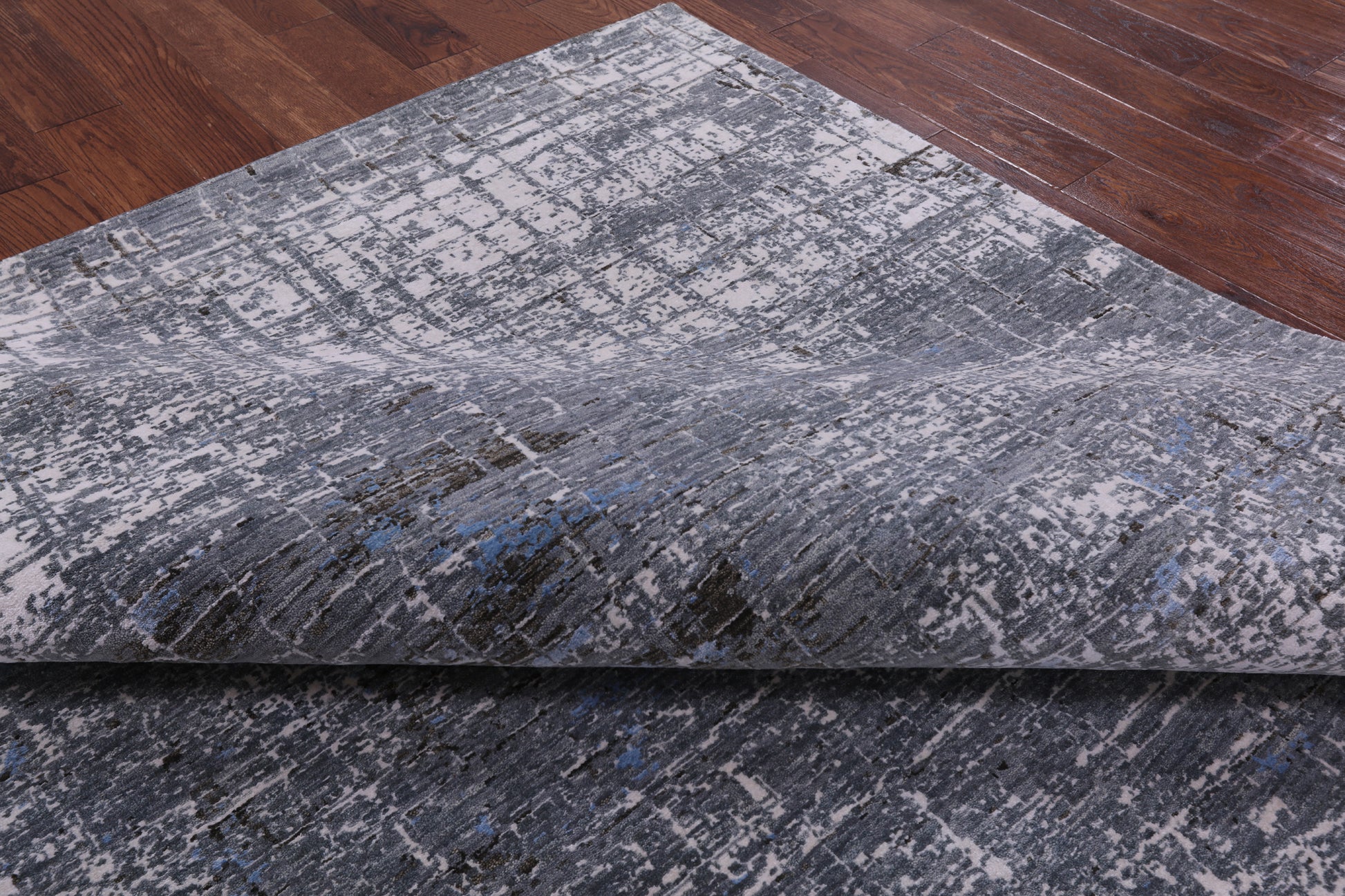 Grey Contemporary Hand Knotted Wool & Silk Rug - 7' 11" X 10' 0" - Golden Nile