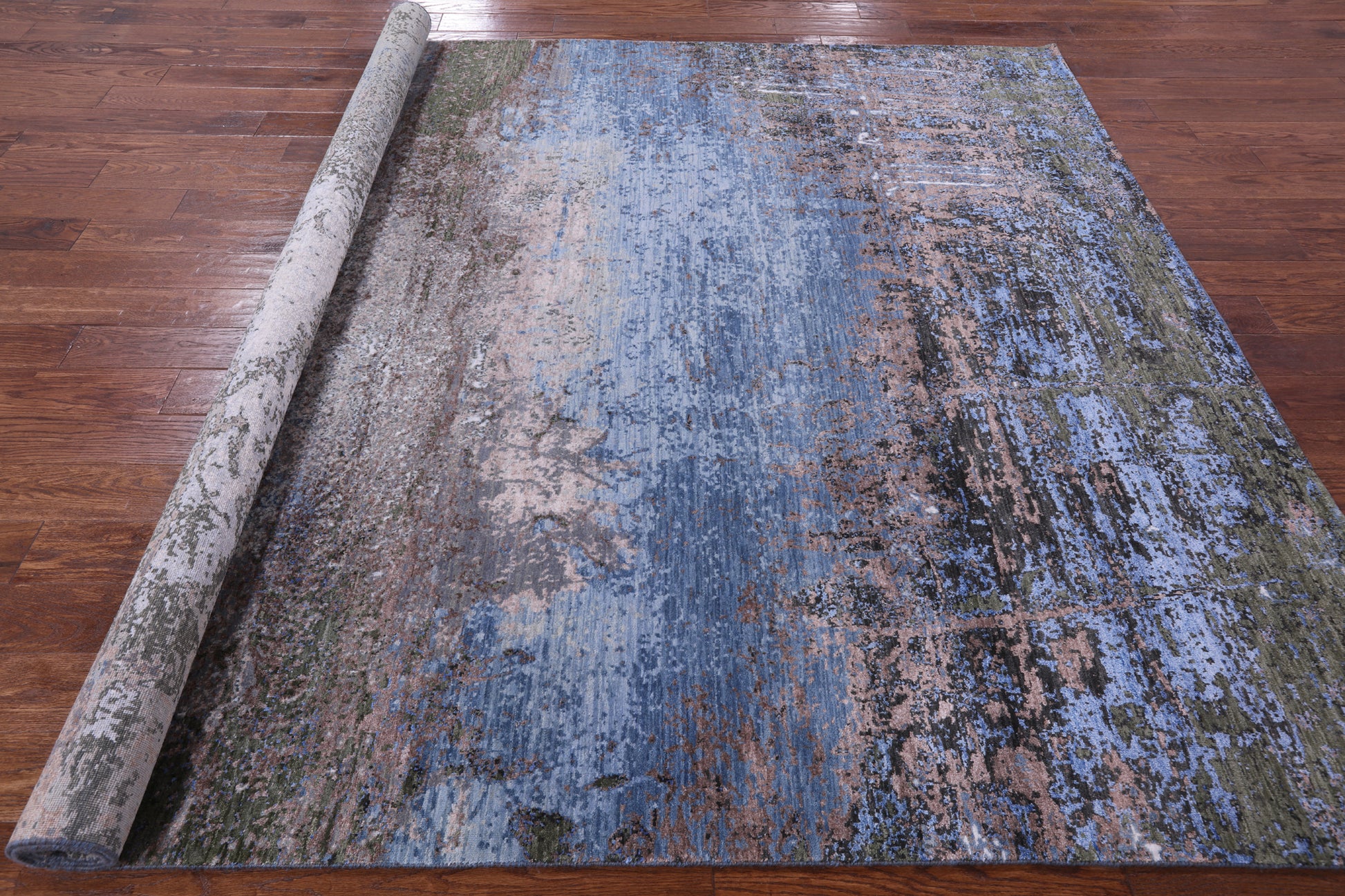 Modern Hand Knotted Wool & Silk Rug - 7' 11" X 10' 1" - Golden Nile
