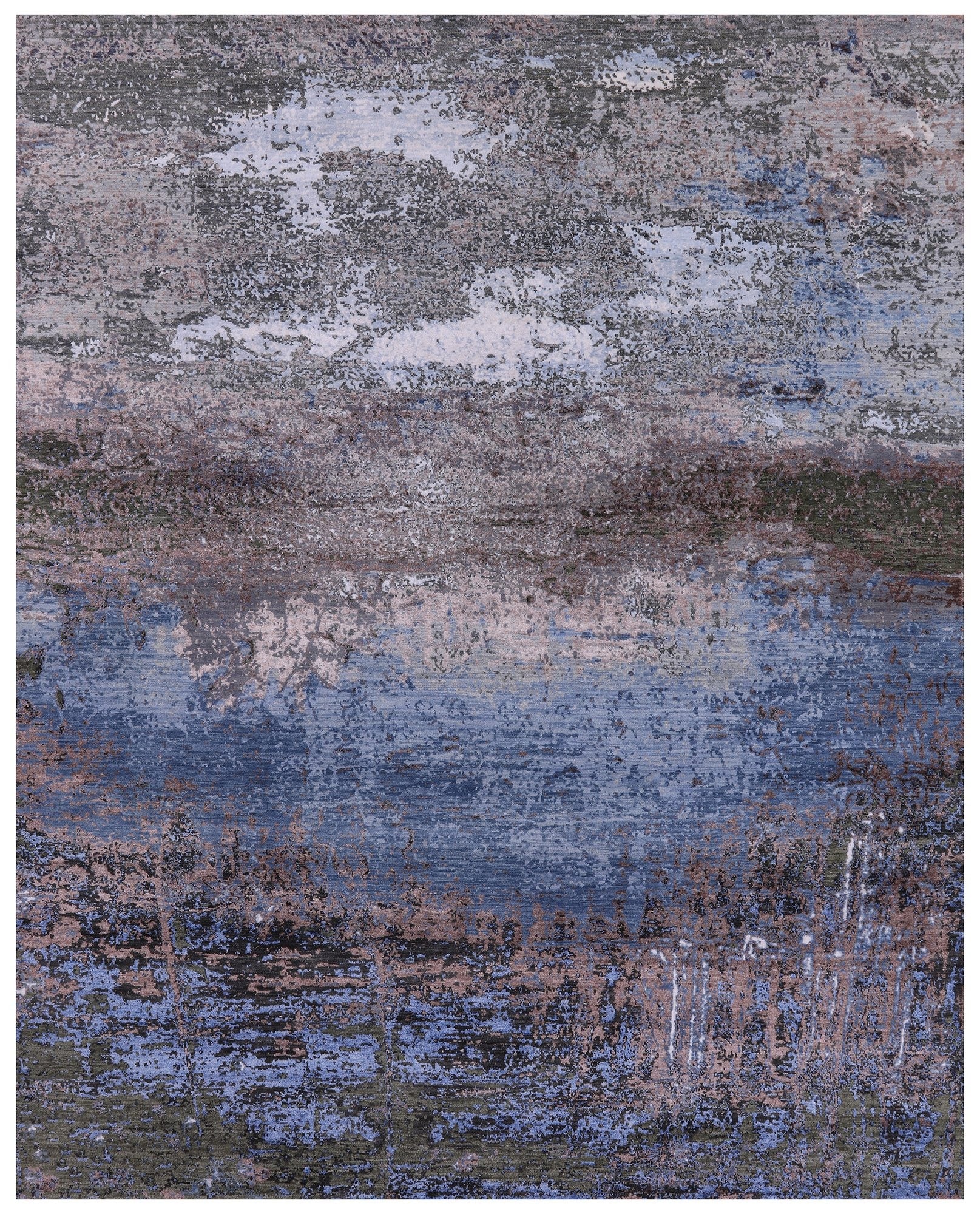 Modern Hand Knotted Wool & Silk Rug - 7' 11" X 10' 1" - Golden Nile