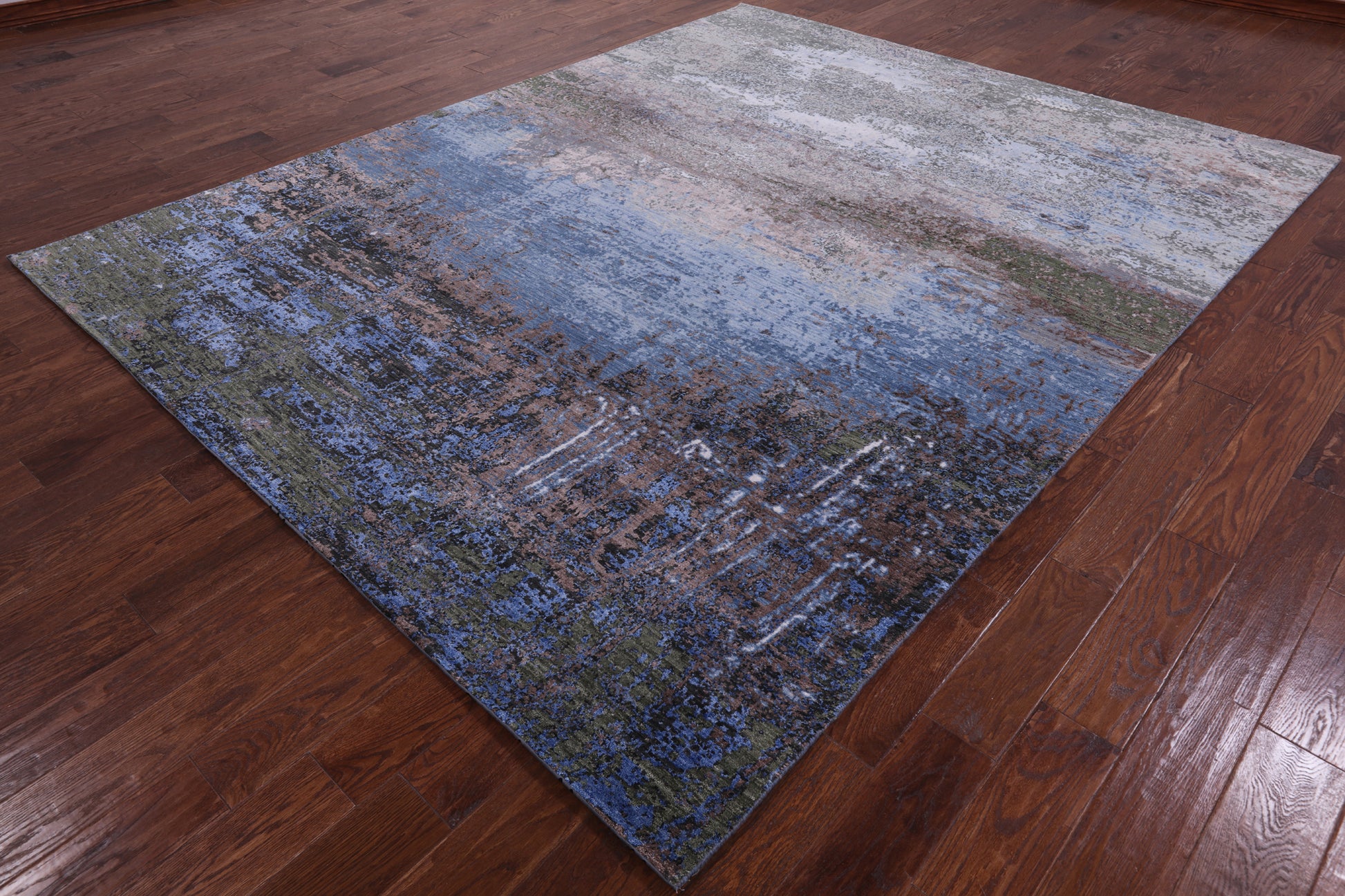 Modern Hand Knotted Wool & Silk Rug - 7' 11" X 10' 1" - Golden Nile