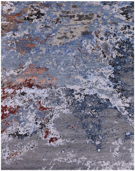 Modern Hand Knotted Wool & Silk Rug - 8' 0" X 10' 1" - Golden Nile