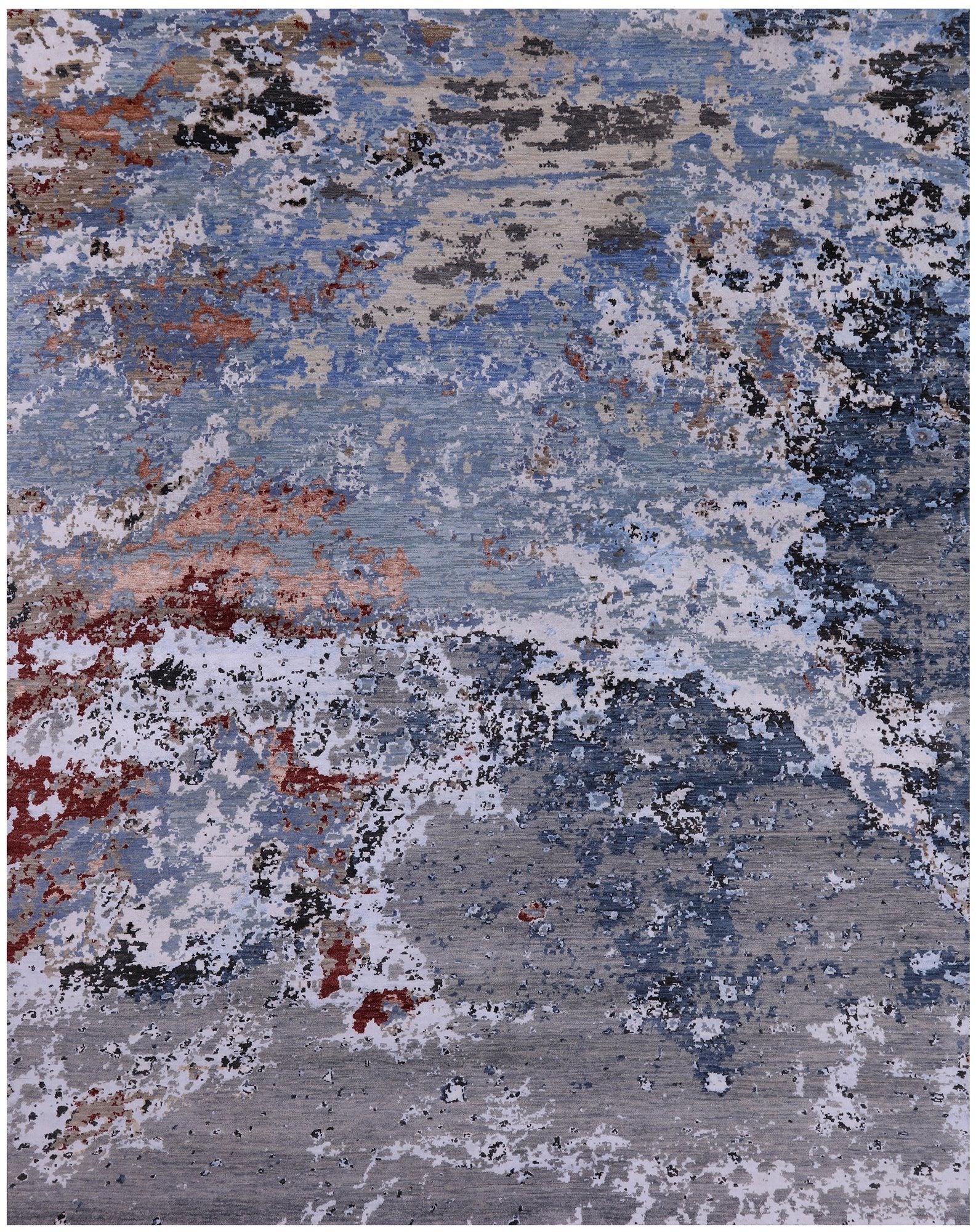 Modern Hand Knotted Wool & Silk Rug - 8' 0" X 10' 1" - Golden Nile