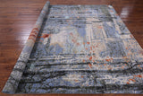 Contemporary Handmade Wool & Silk Urban Design Rug - 8' 0" X 9' 11" - Golden Nile