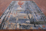 Contemporary Handmade Wool & Silk Urban Design Rug - 8' 0" X 9' 11" - Golden Nile