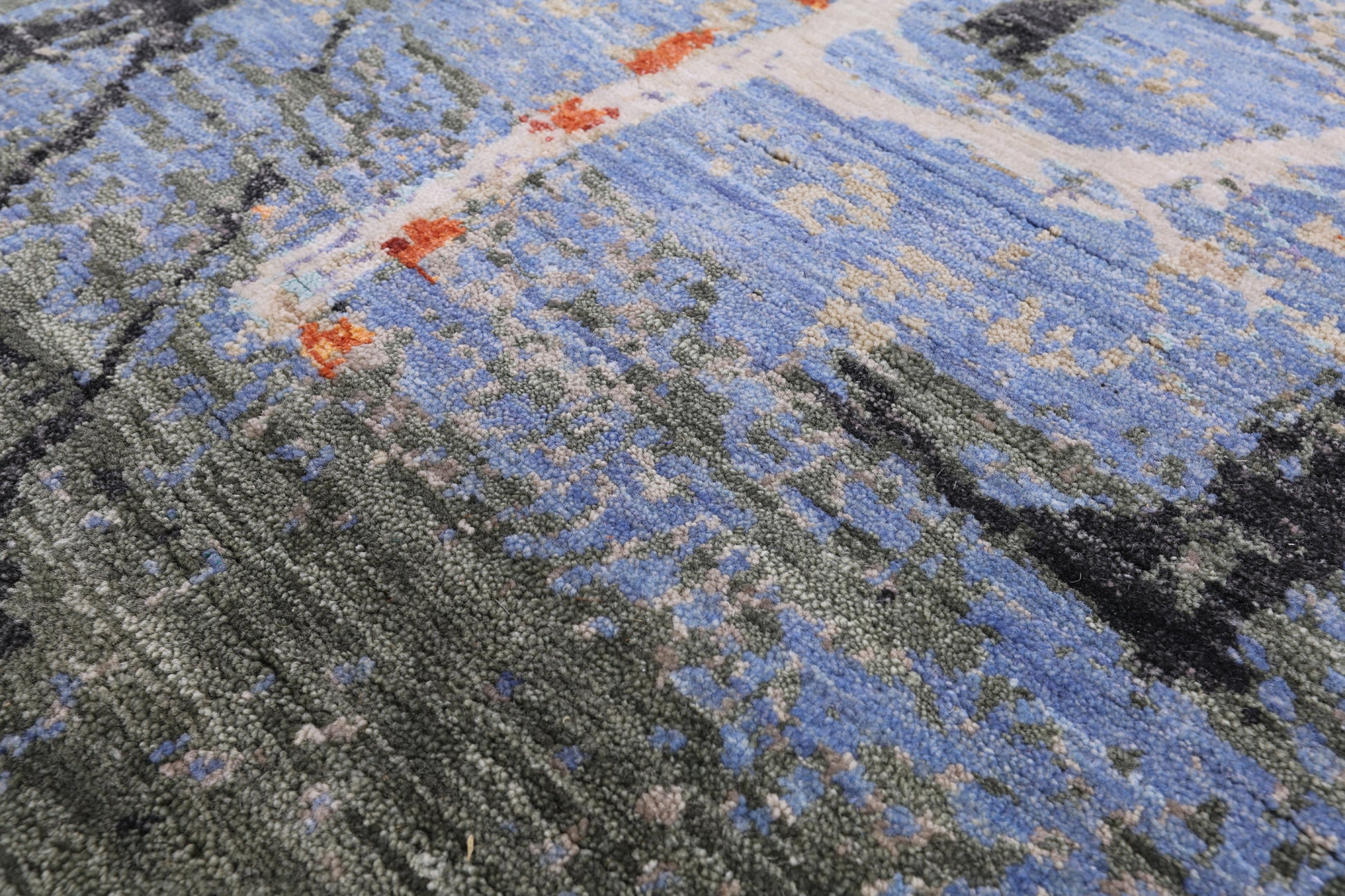 Contemporary Handmade Wool & Silk Urban Design Rug - 8' 0" X 9' 11" - Golden Nile