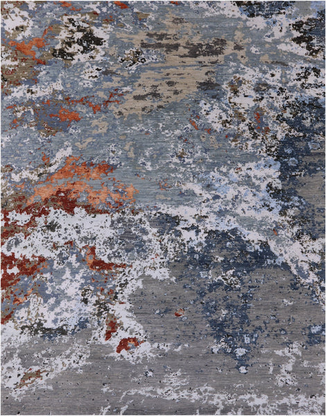 Contemporary Handmade Wool & Silk Rug - 8' 0" X 10' 1" - Golden Nile