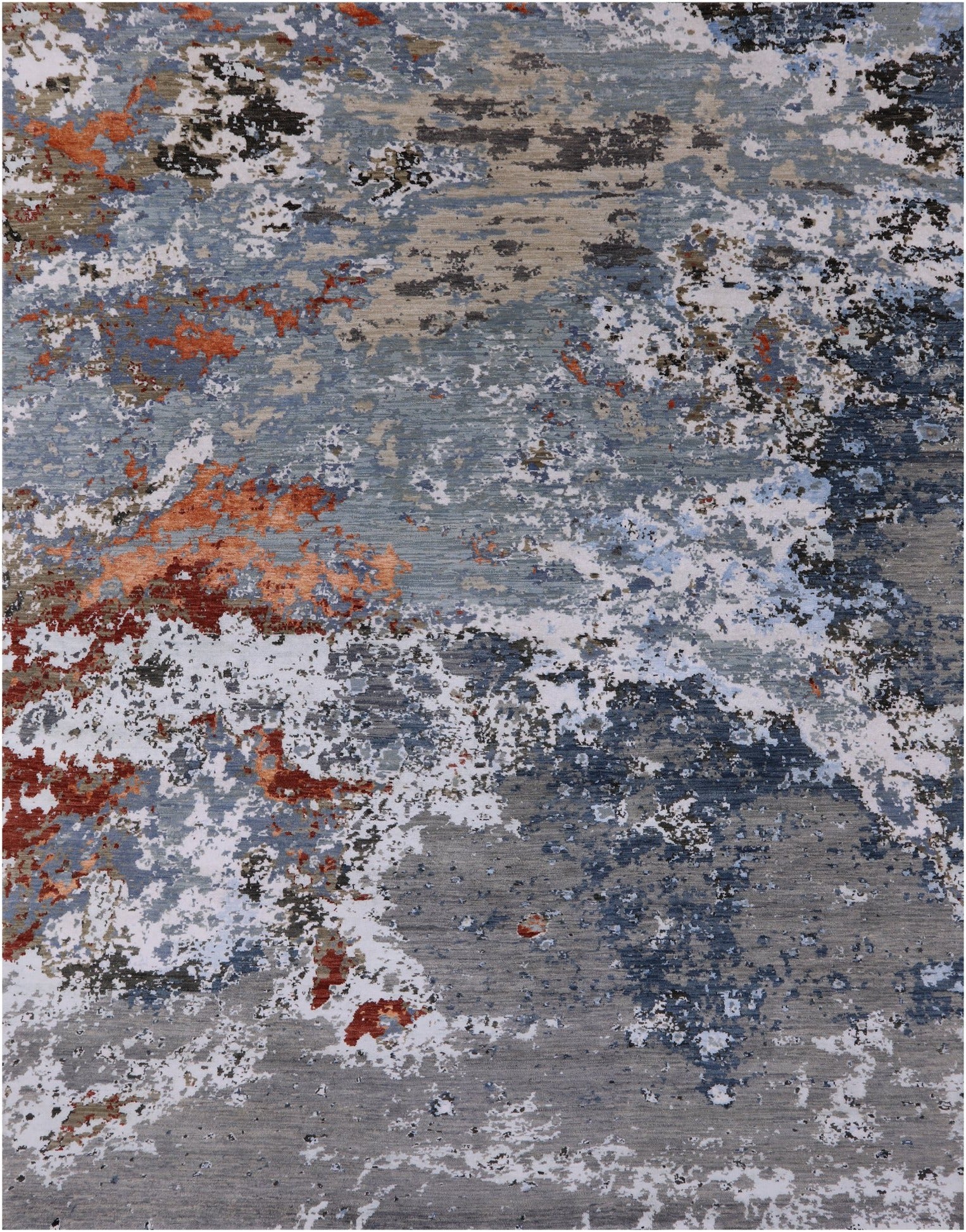 Contemporary Handmade Wool & Silk Rug - 8' 0" X 10' 1" - Golden Nile
