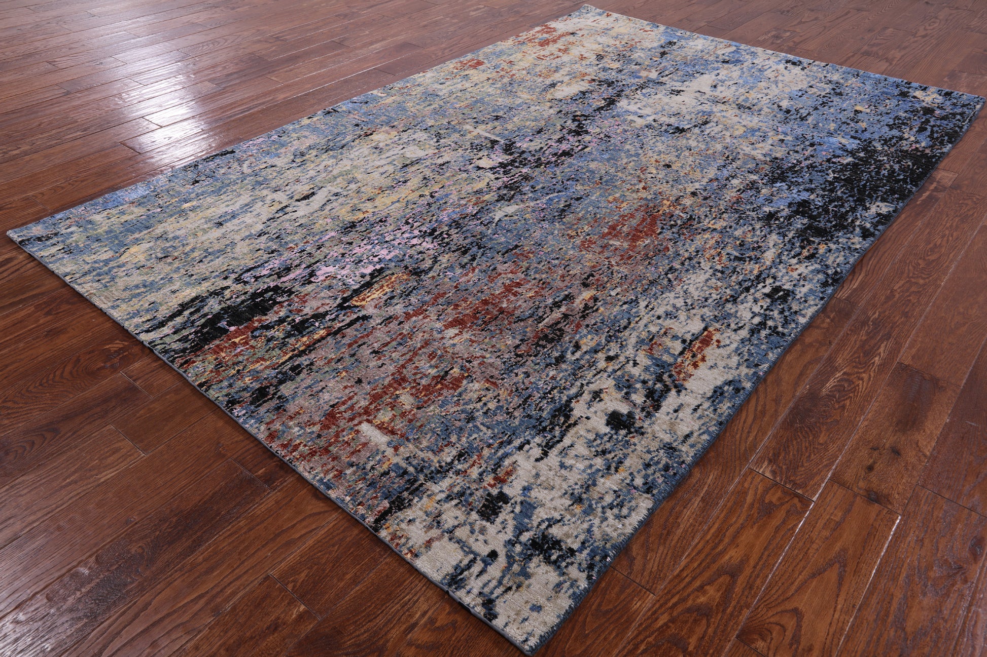 Contemporary Handmade Wool & Silk Rug - 5' 10" X 8' 11" - Golden Nile