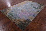 Modern Hand Knotted Wool & Silk Rug - 6' 1" X 9' 2" - Golden Nile