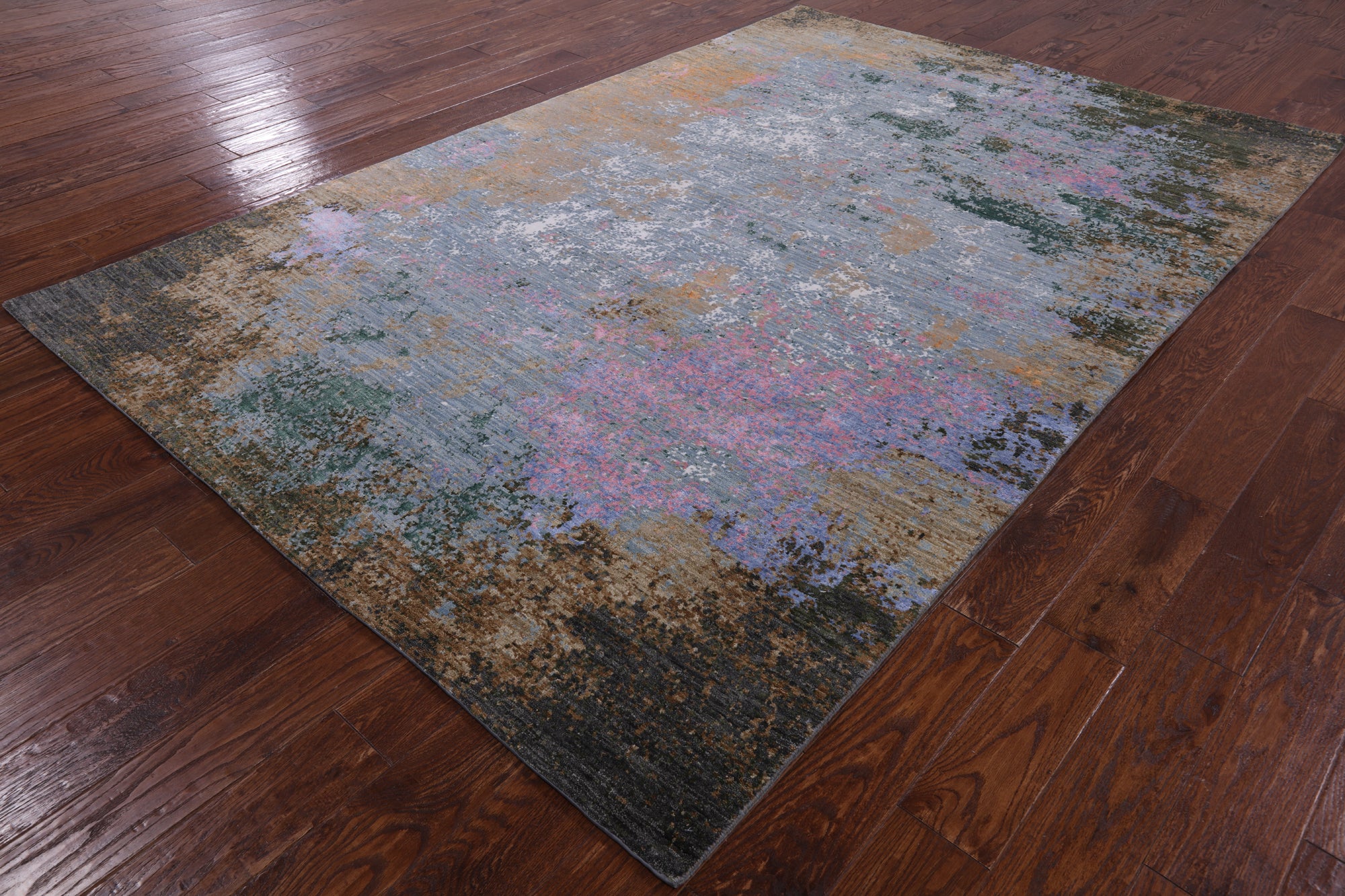 Modern Hand Knotted Wool & Silk Rug - 6' 1" X 9' 2" - Golden Nile