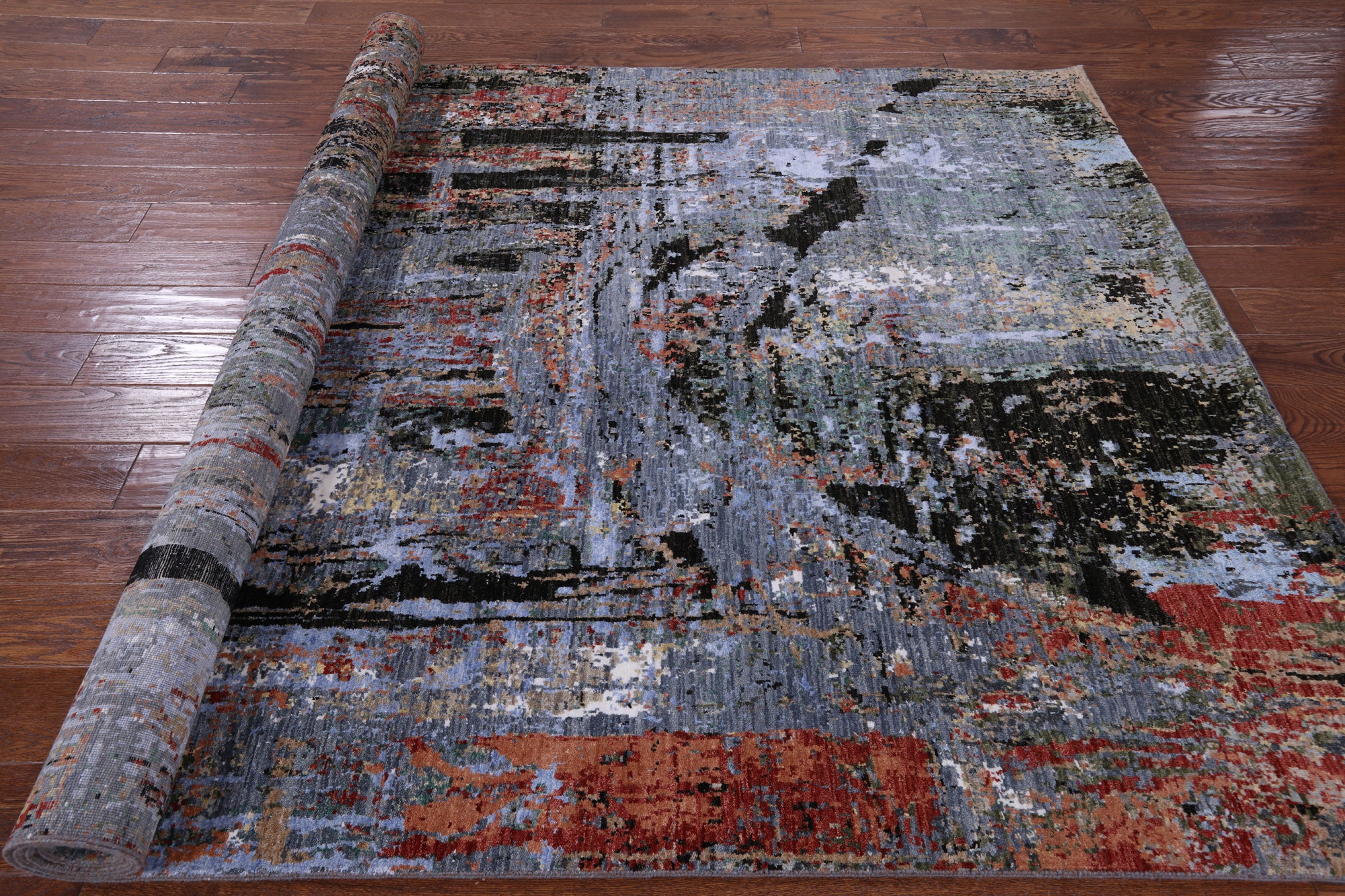 Modern Hand Knotted Wool & Silk Rug - 6' 1" X 9' 1" - Golden Nile
