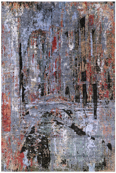 Modern Hand Knotted Wool & Silk Rug - 6' 1" X 9' 1" - Golden Nile
