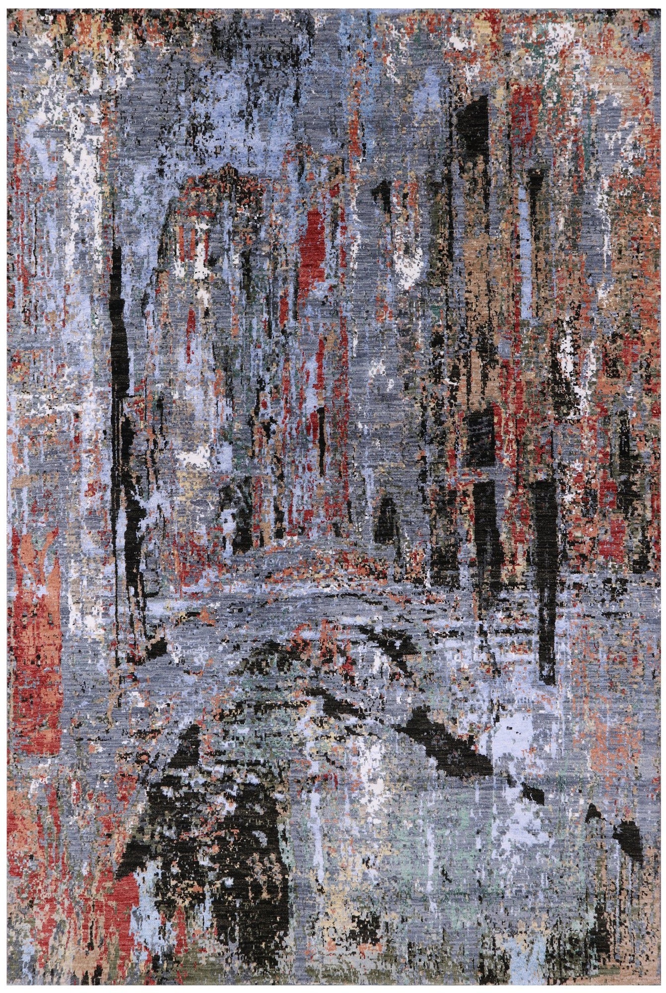 Modern Hand Knotted Wool & Silk Rug - 6' 1" X 9' 1" - Golden Nile