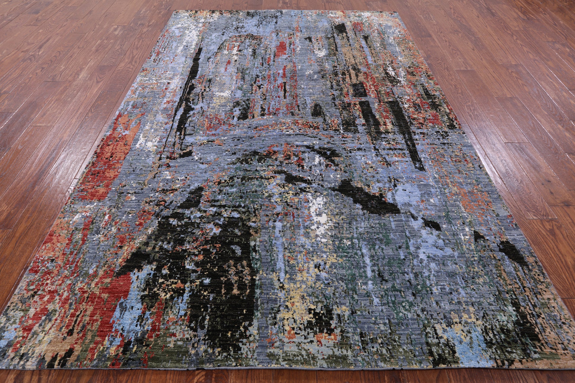Modern Hand Knotted Wool & Silk Rug - 6' 1" X 9' 1" - Golden Nile