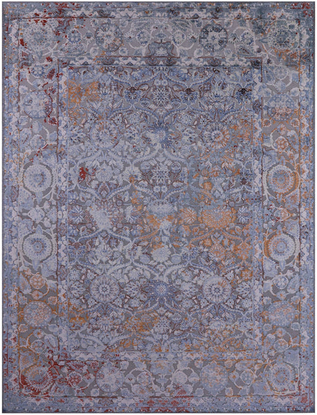 Modern Handmade Wool & Silk Rug - 9' 0" X 12' 0" - Golden Nile