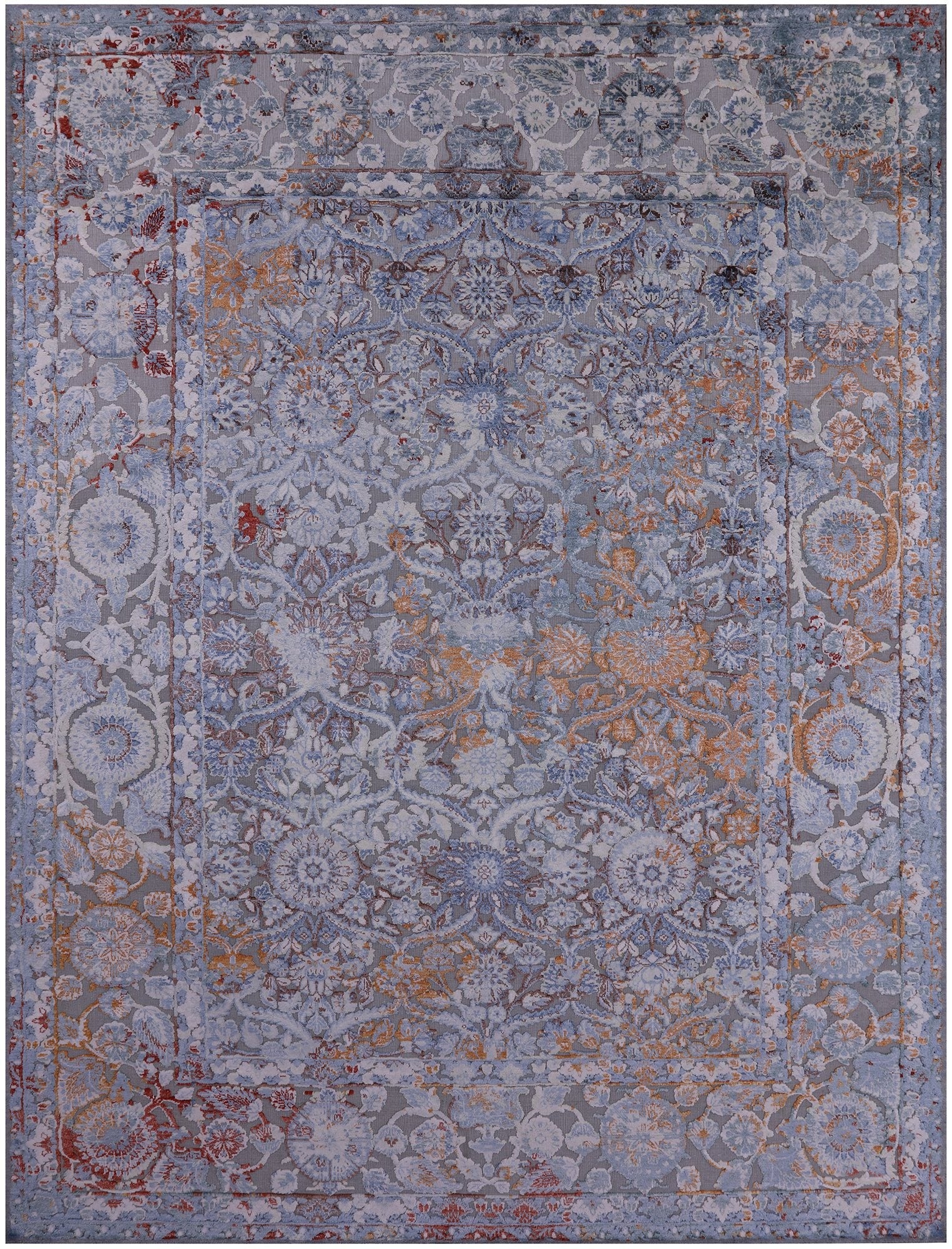 Modern Handmade Wool & Silk Rug - 9' 0" X 12' 0" - Golden Nile