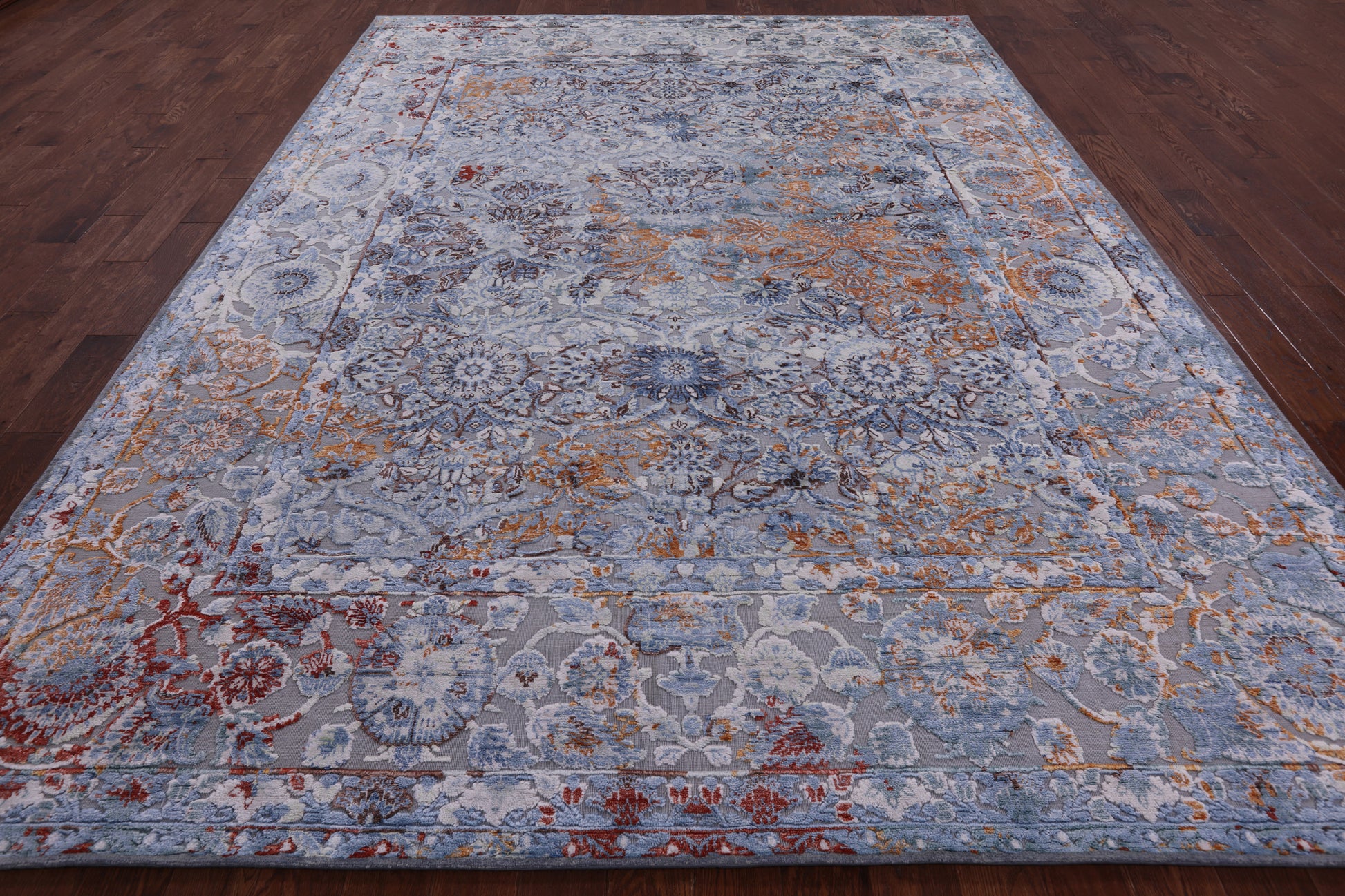 Modern Handmade Wool & Silk Rug - 9' 0" X 12' 0" - Golden Nile