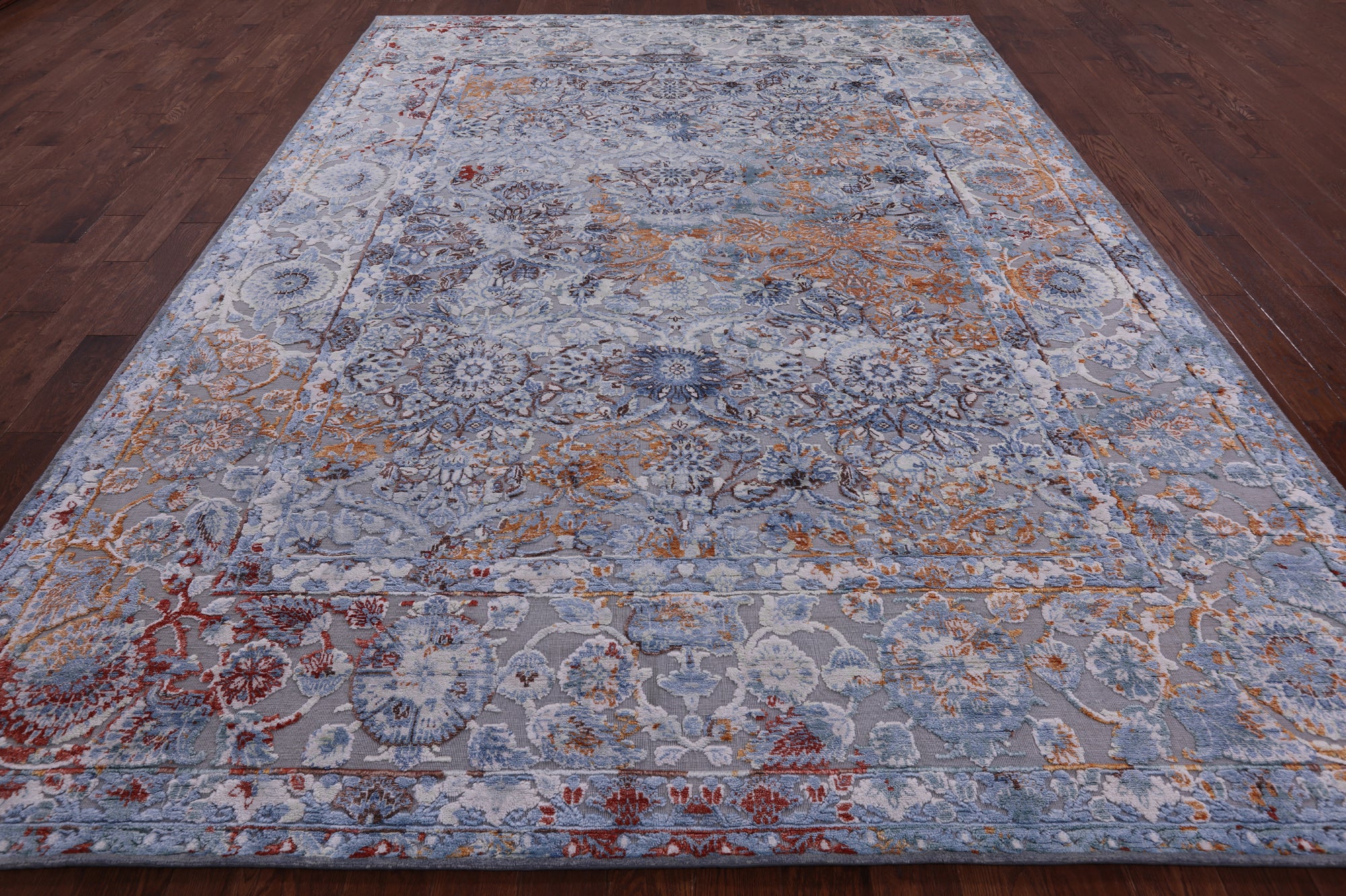 Modern Handmade Wool & Silk Rug - 9' 0" X 12' 0" - Golden Nile