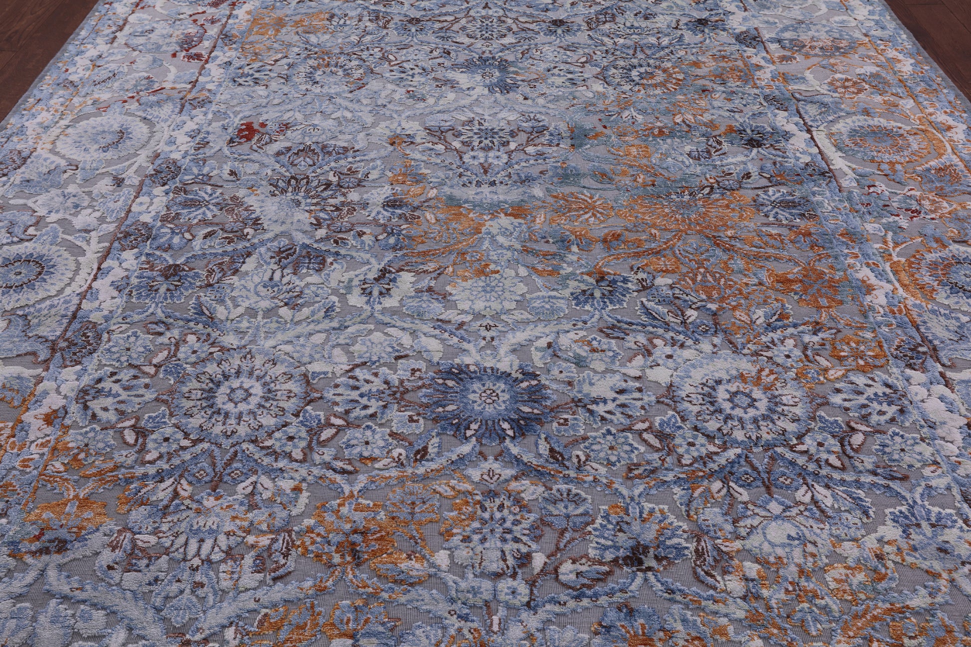Modern Handmade Wool & Silk Rug - 9' 0" X 12' 0" - Golden Nile