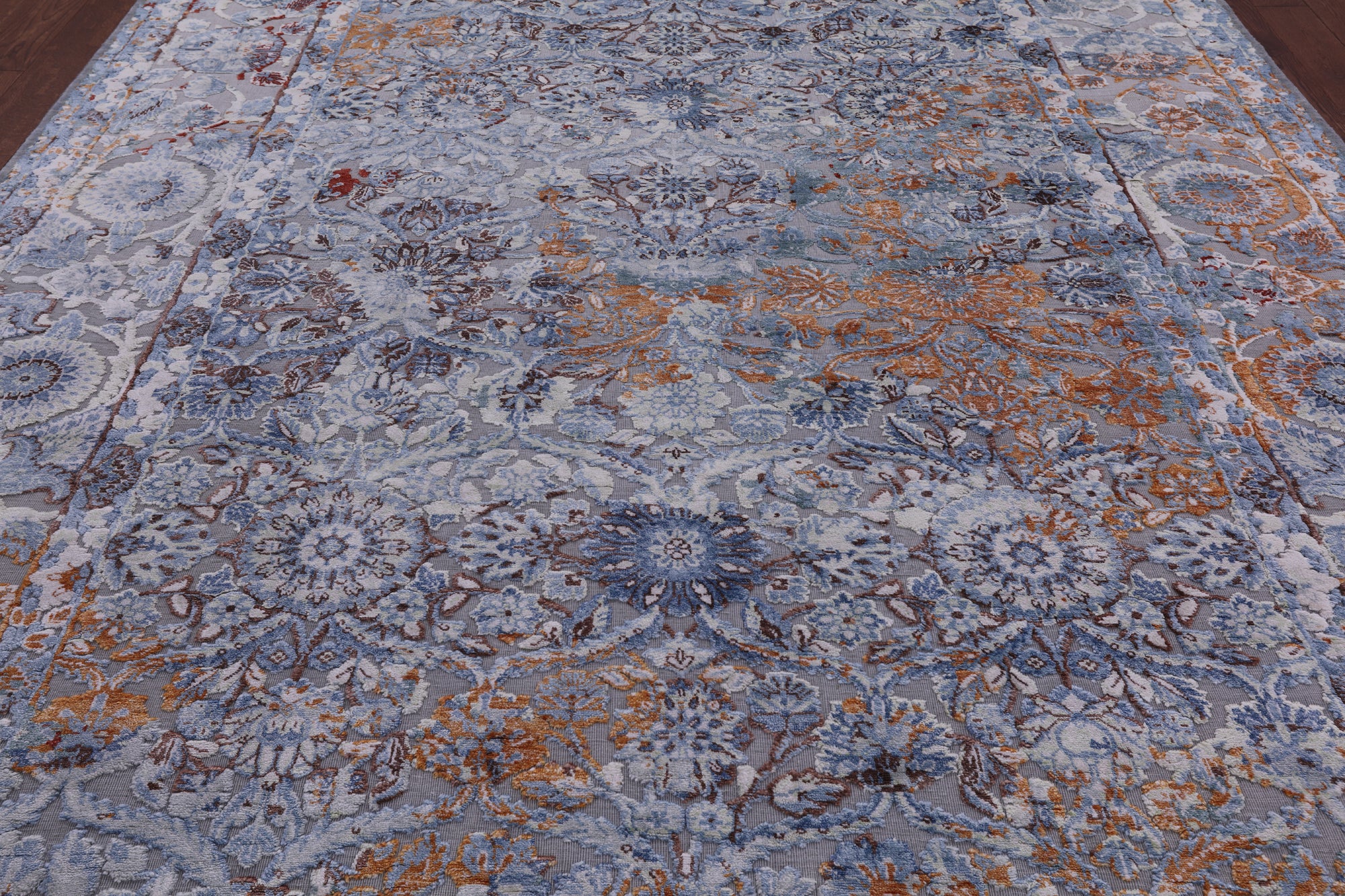 Modern Handmade Wool & Silk Rug - 9' 0" X 12' 0" - Golden Nile