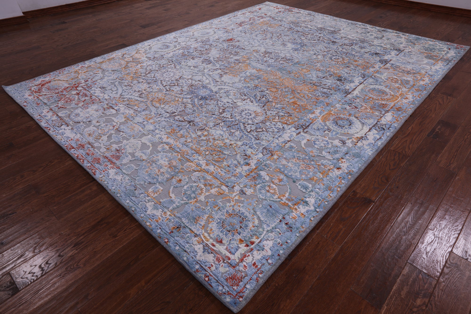 Modern Handmade Wool & Silk Rug - 9' 0" X 12' 0" - Golden Nile