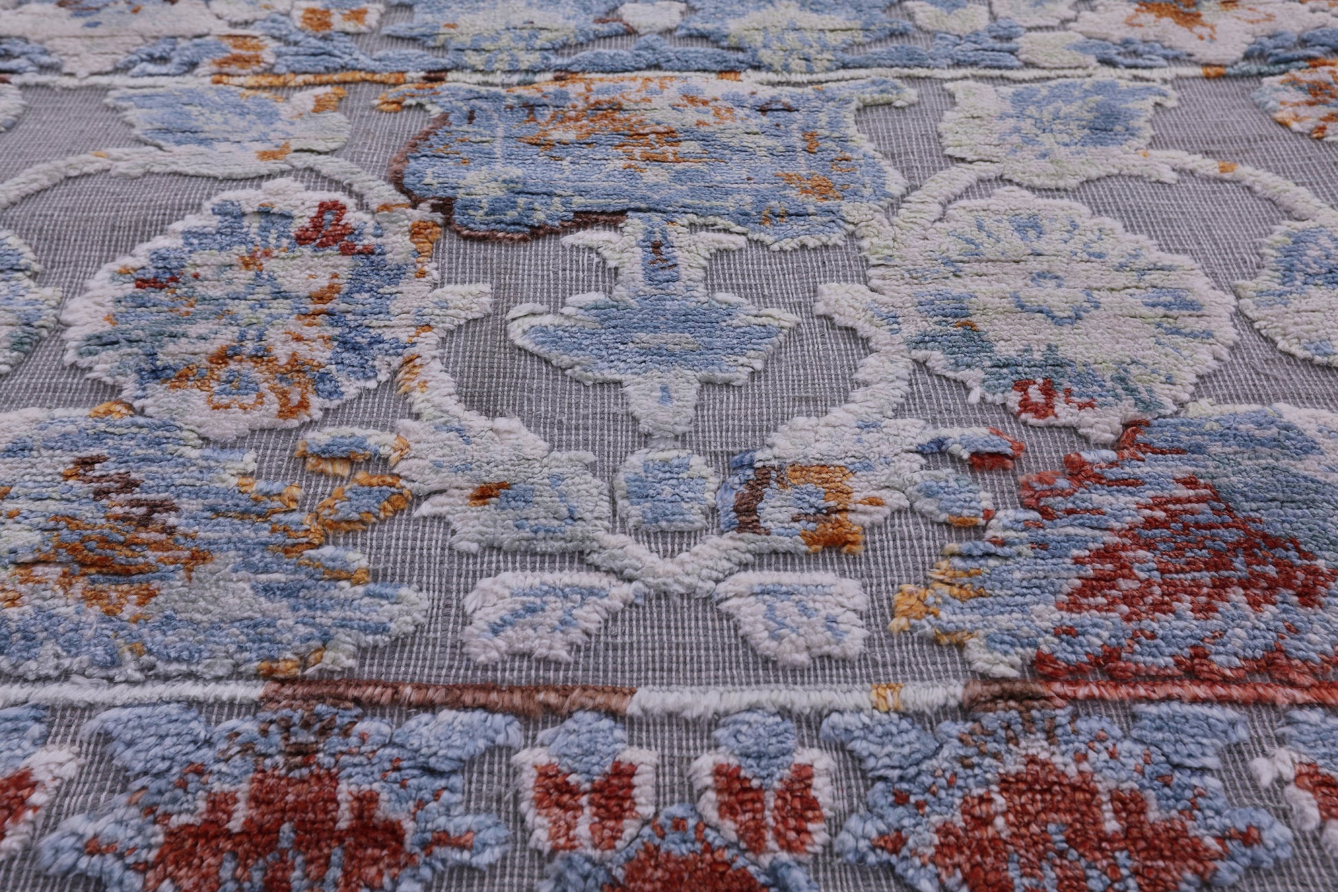 Modern Handmade Wool & Silk Rug - 9' 0" X 12' 0" - Golden Nile