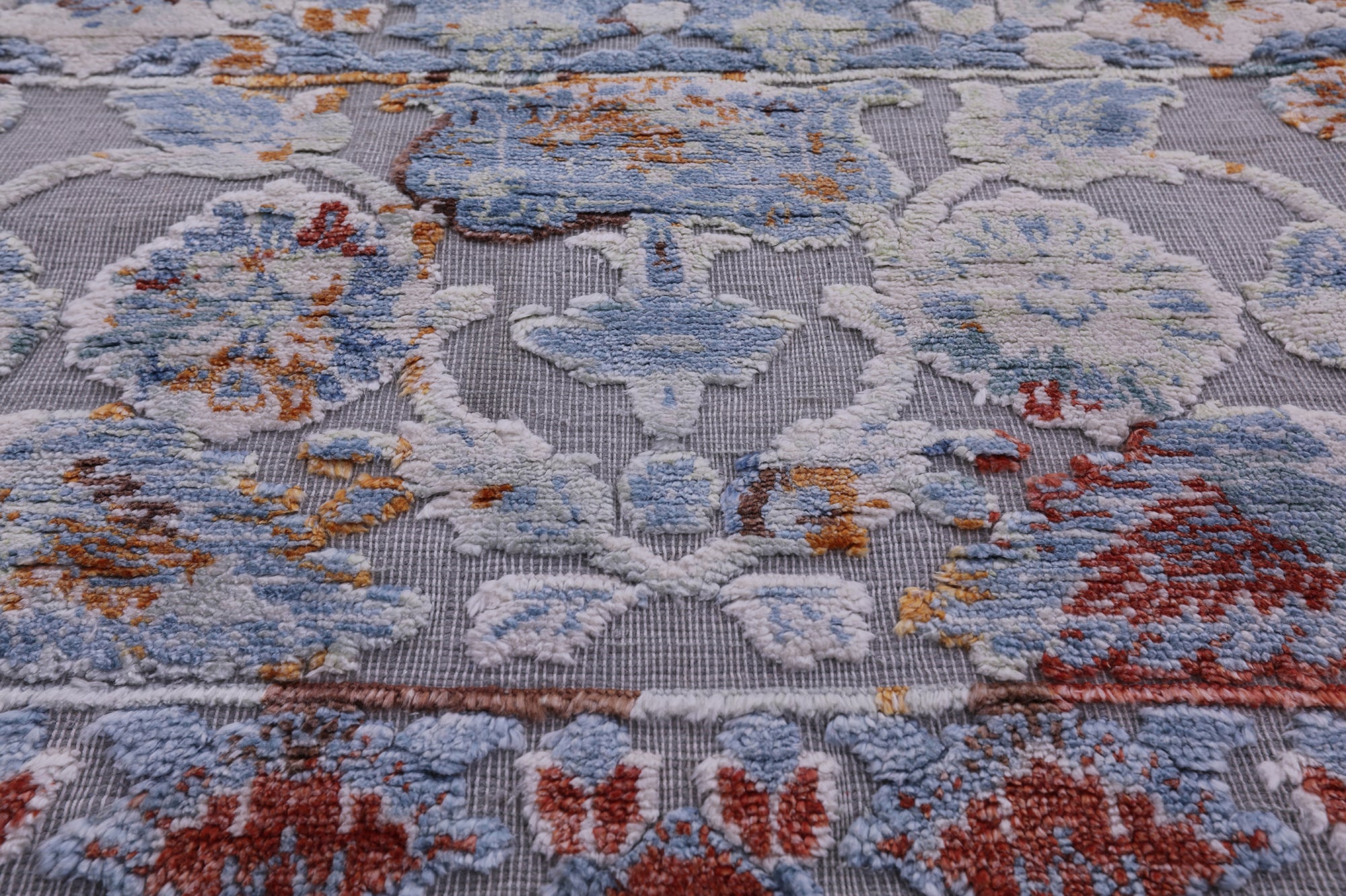 Modern Handmade Wool & Silk Rug - 9' 0" X 12' 0" - Golden Nile