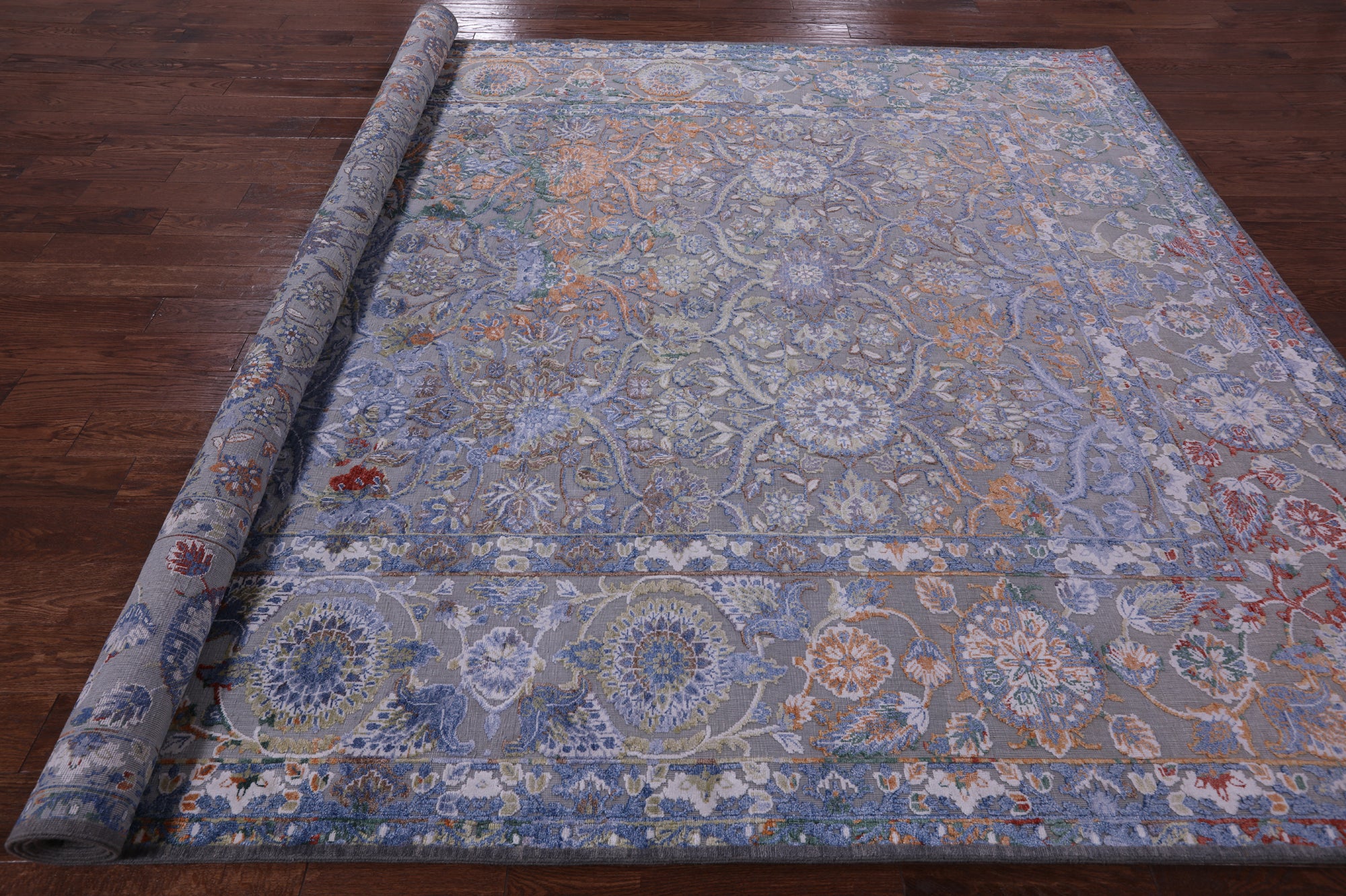 Modern Hand Knotted Wool & Silk Rug - 9' 0" X 12' 0" - Golden Nile
