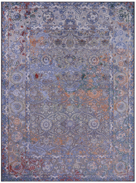 Modern Hand Knotted Wool & Silk Rug - 9' 0" X 12' 0" - Golden Nile