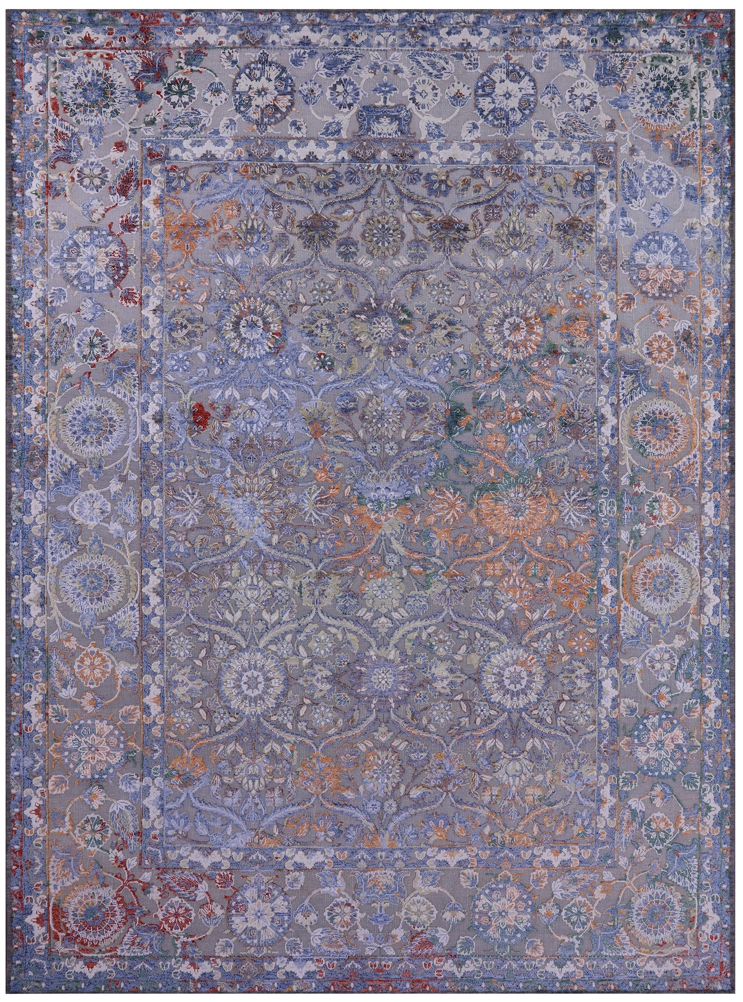 Modern Hand Knotted Wool & Silk Rug - 9' 0" X 12' 0" - Golden Nile