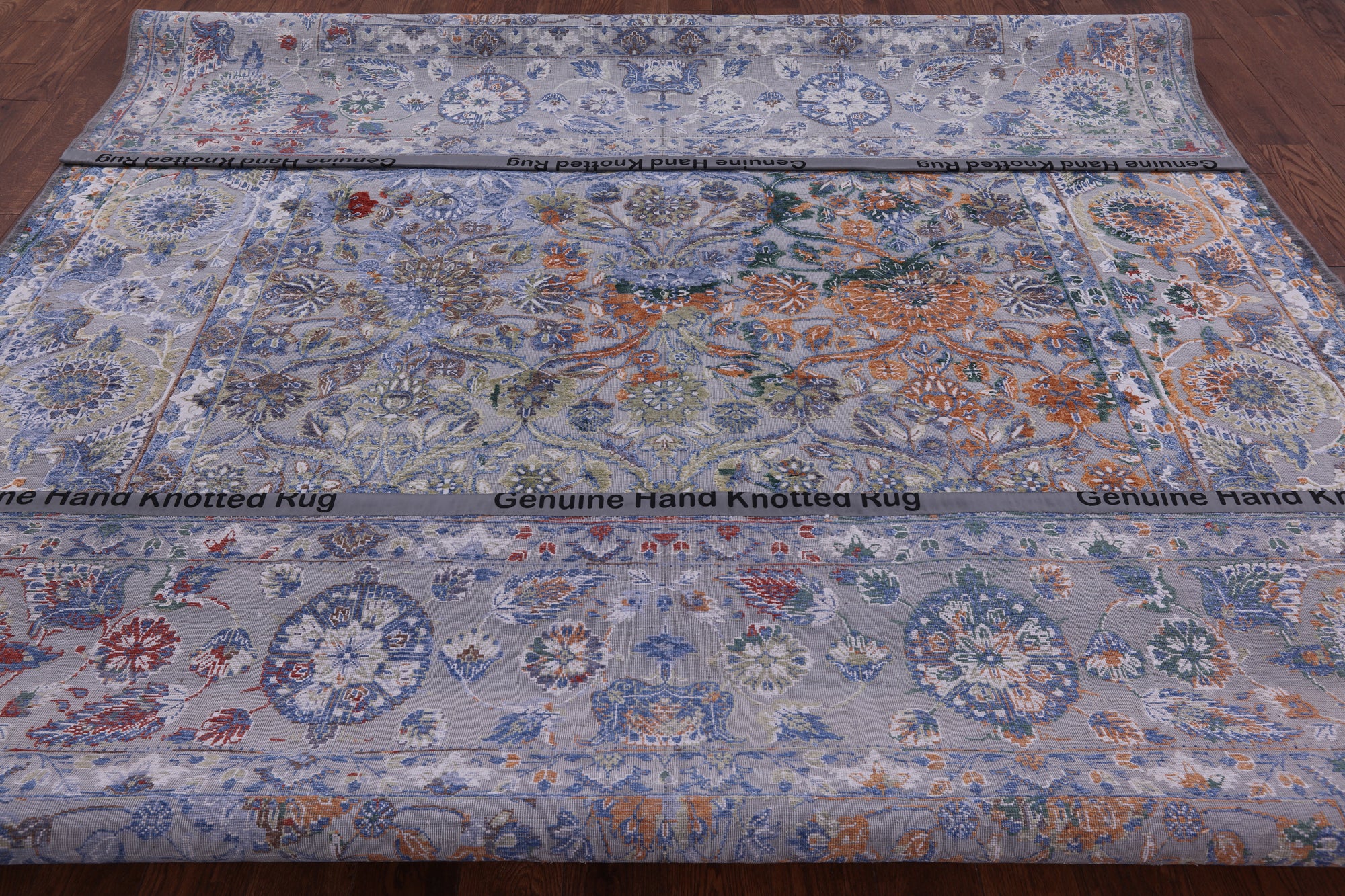Modern Hand Knotted Wool & Silk Rug - 9' 0" X 12' 0" - Golden Nile