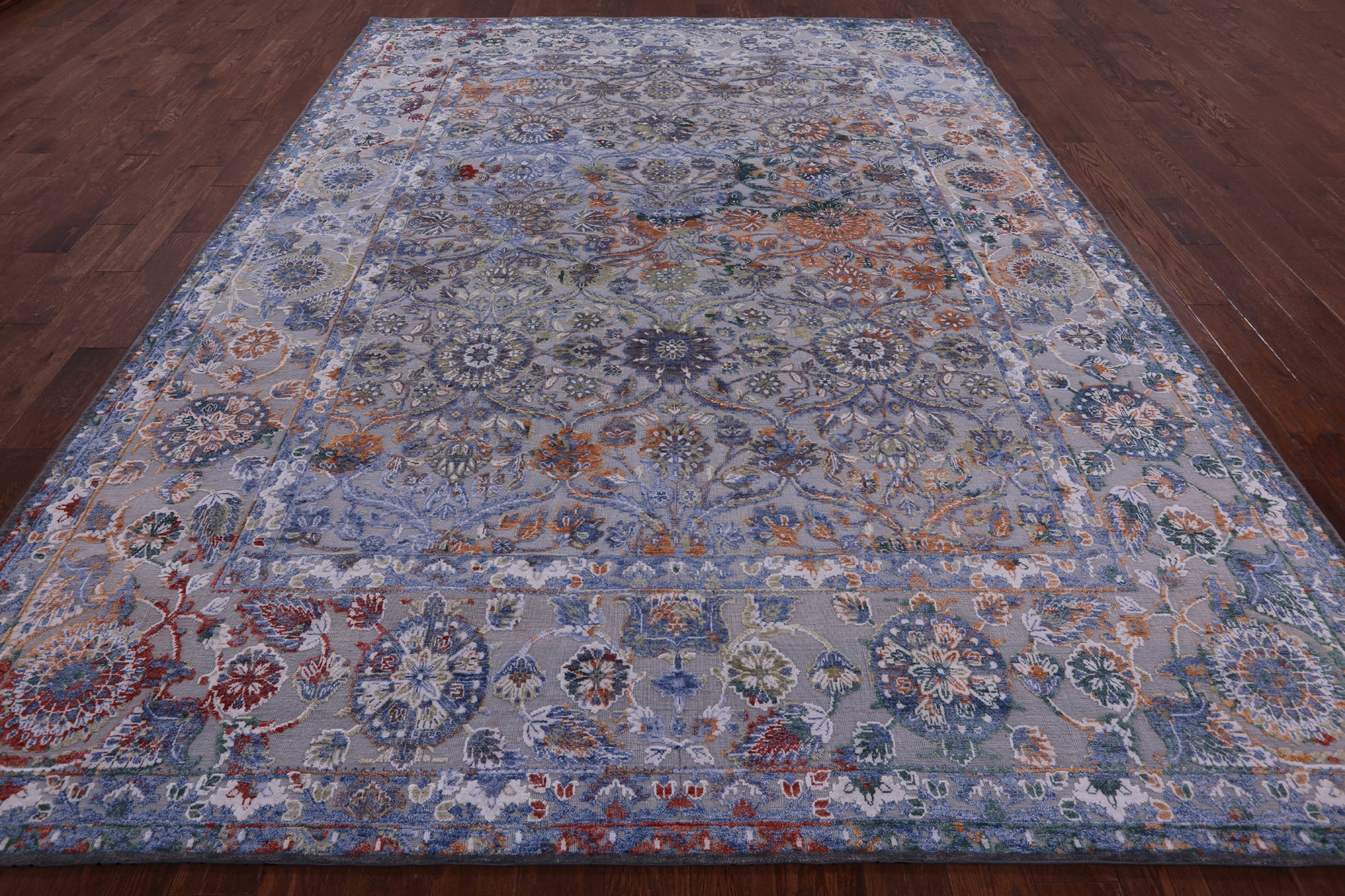 Modern Hand Knotted Wool & Silk Rug - 9' 0" X 12' 0" - Golden Nile
