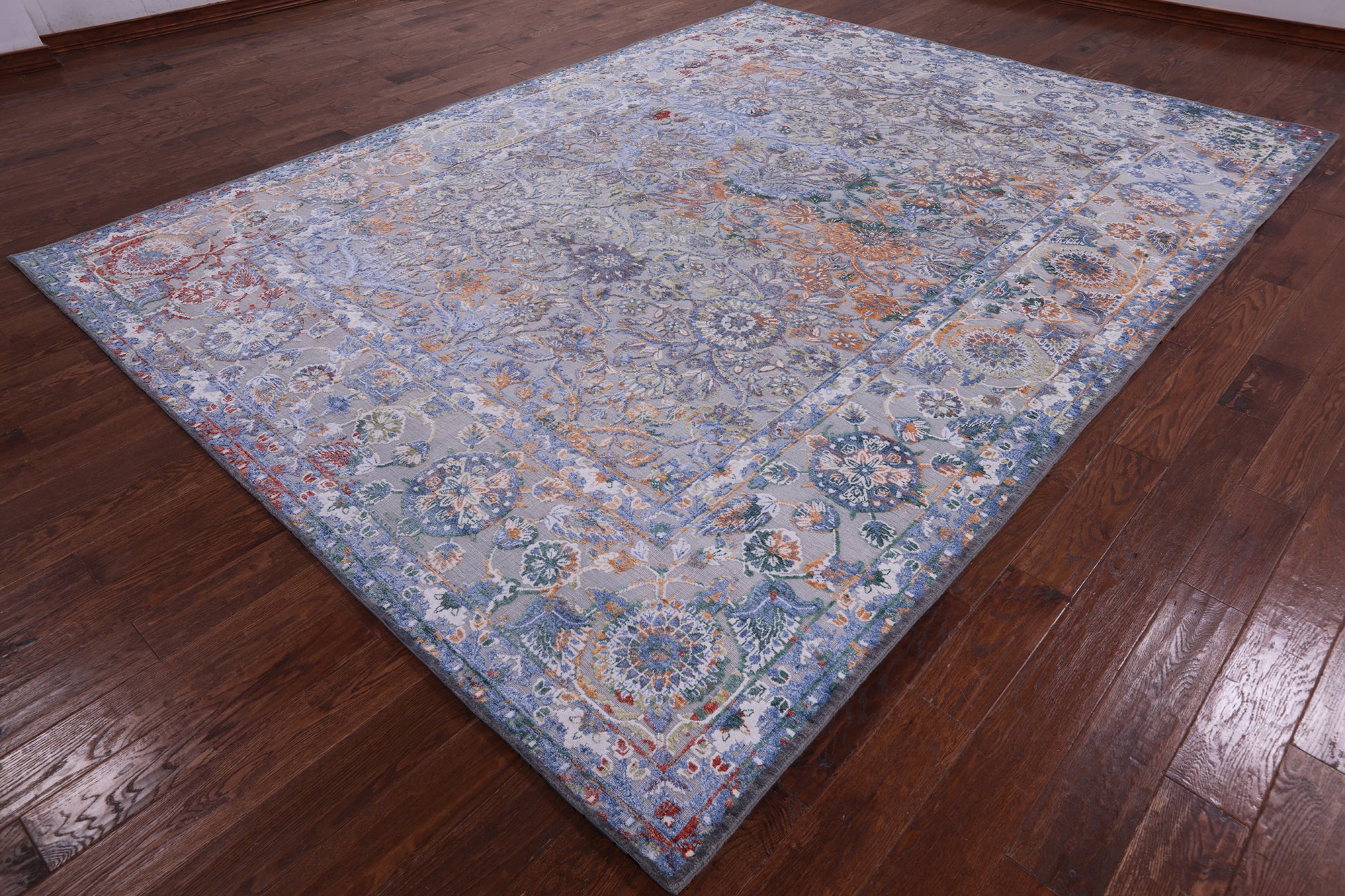 Modern Hand Knotted Wool & Silk Rug - 9' 0" X 12' 0" - Golden Nile