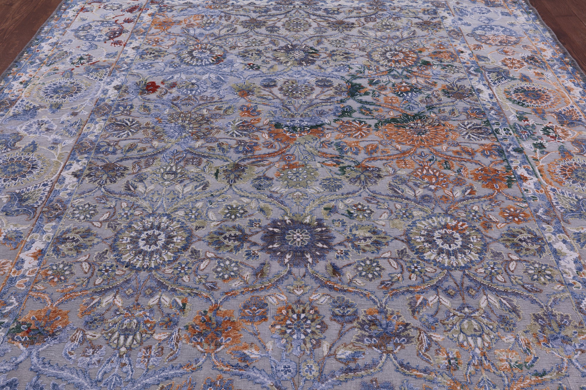 Modern Hand Knotted Wool & Silk Rug - 9' 0" X 12' 0" - Golden Nile
