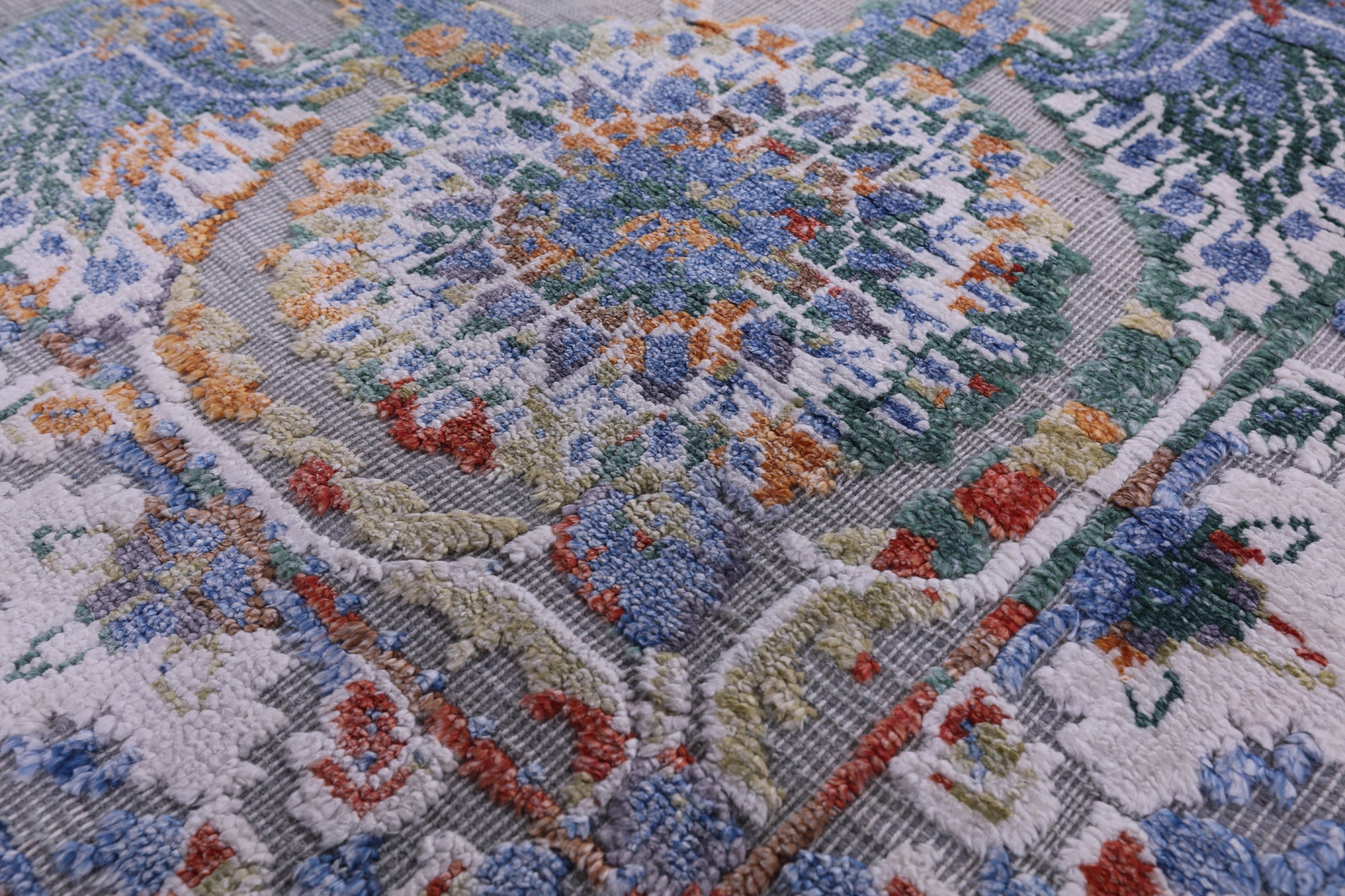 Modern Hand Knotted Wool & Silk Rug - 9' 0" X 12' 0" - Golden Nile