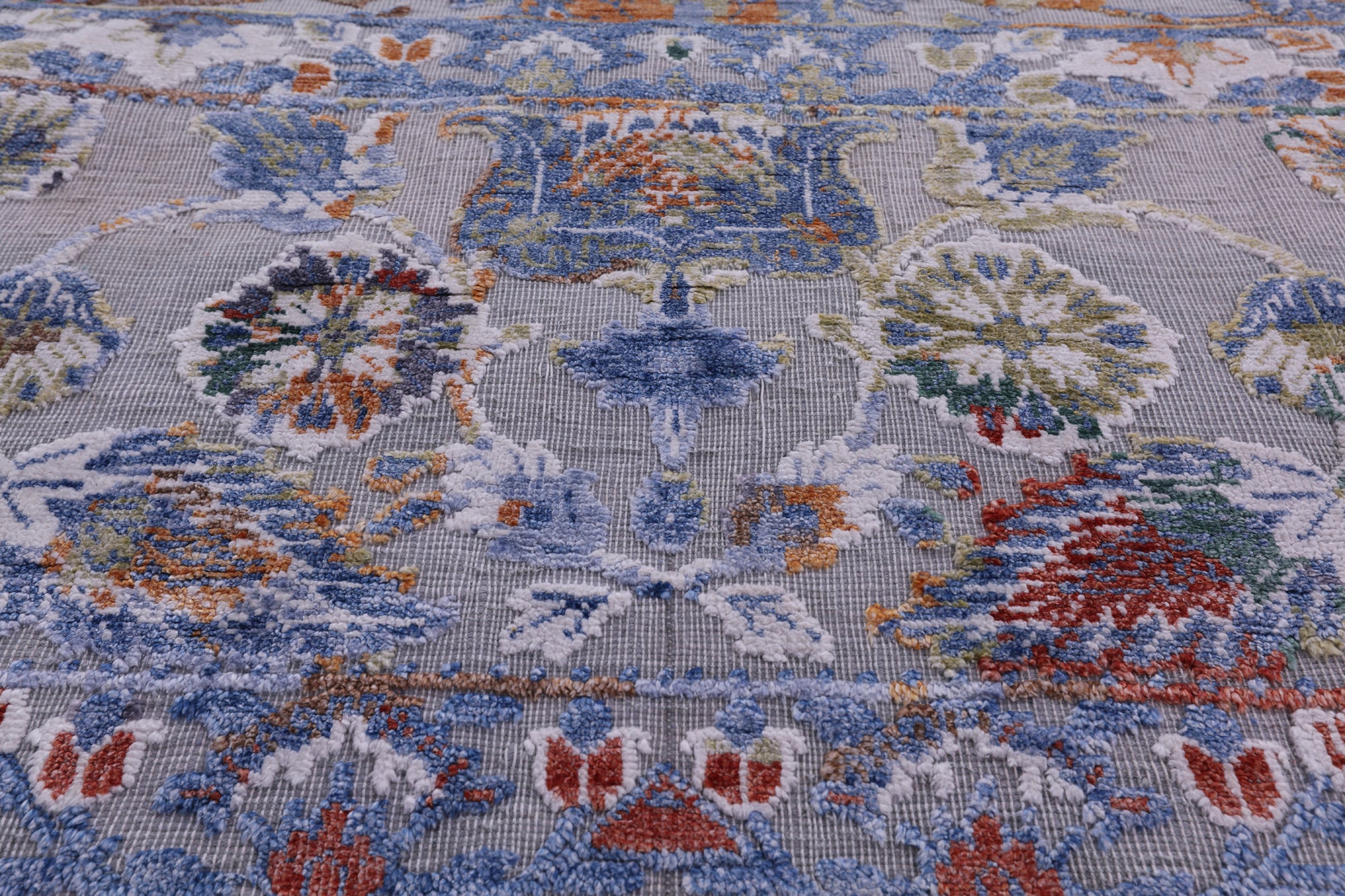 Modern Hand Knotted Wool & Silk Rug - 9' 0" X 12' 0" - Golden Nile
