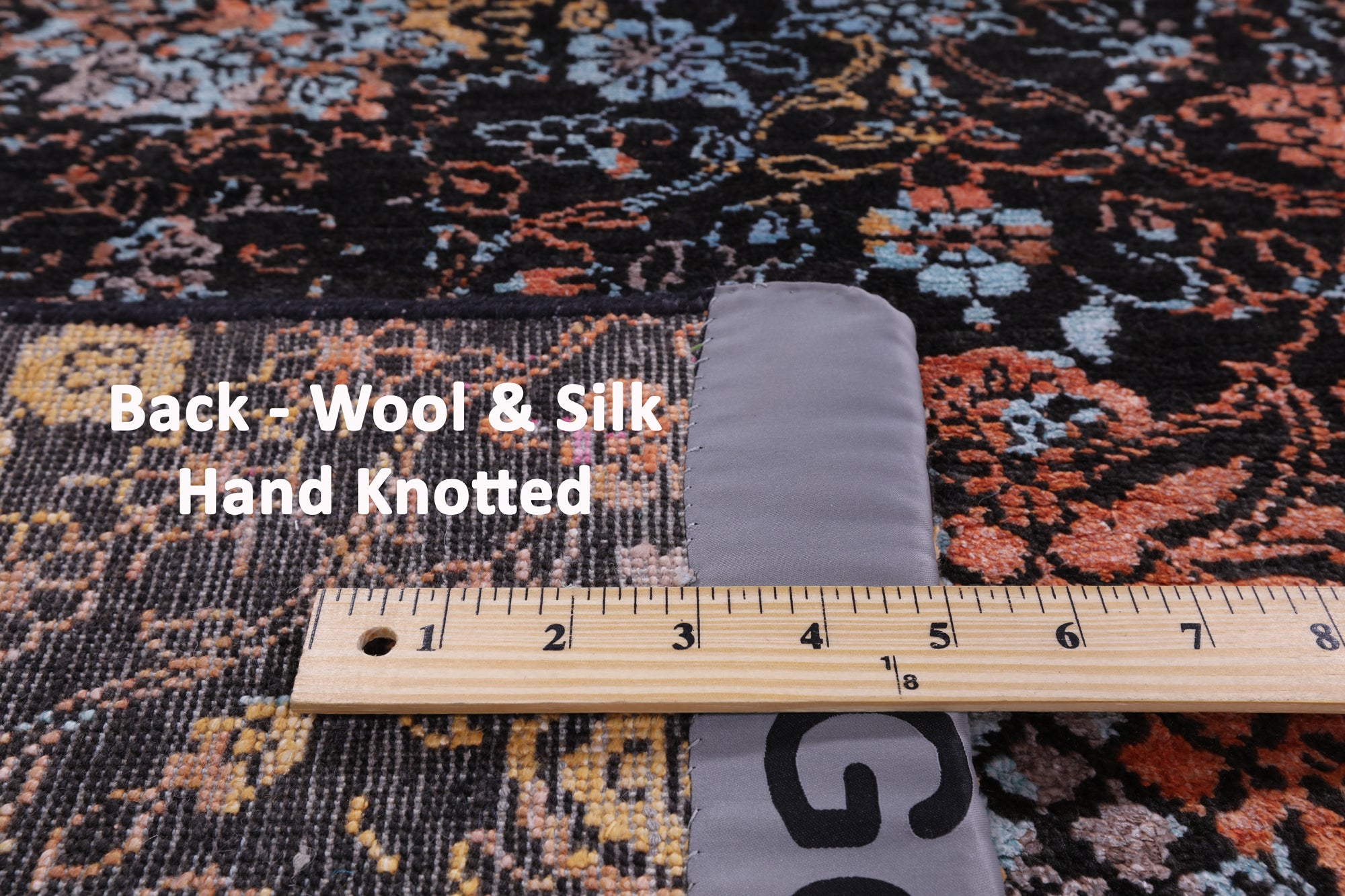 Black Modern Hand Knotted Wool & Silk Rug - 9' 0" X 12' 0" - Golden Nile