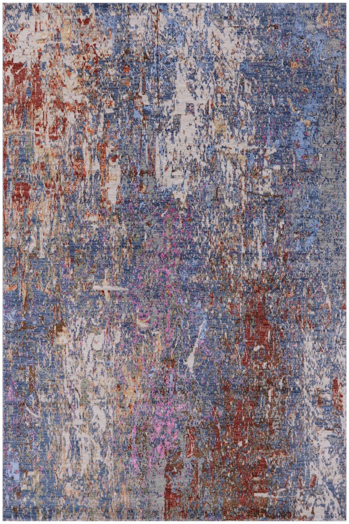Modern Hand Knotted Wool & Silk Rug - 6' 0" X 9' 0" - Golden Nile