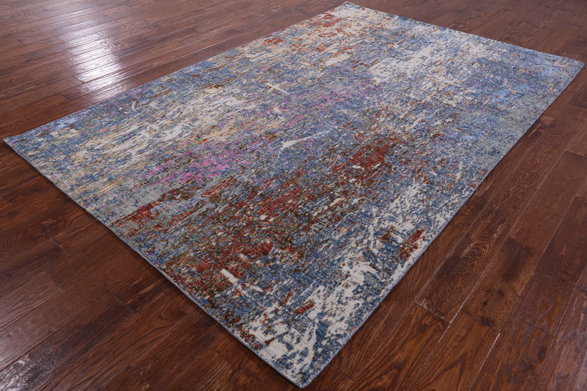 Modern Hand Knotted Wool & Silk Rug - 6' 0" X 9' 0" - Golden Nile