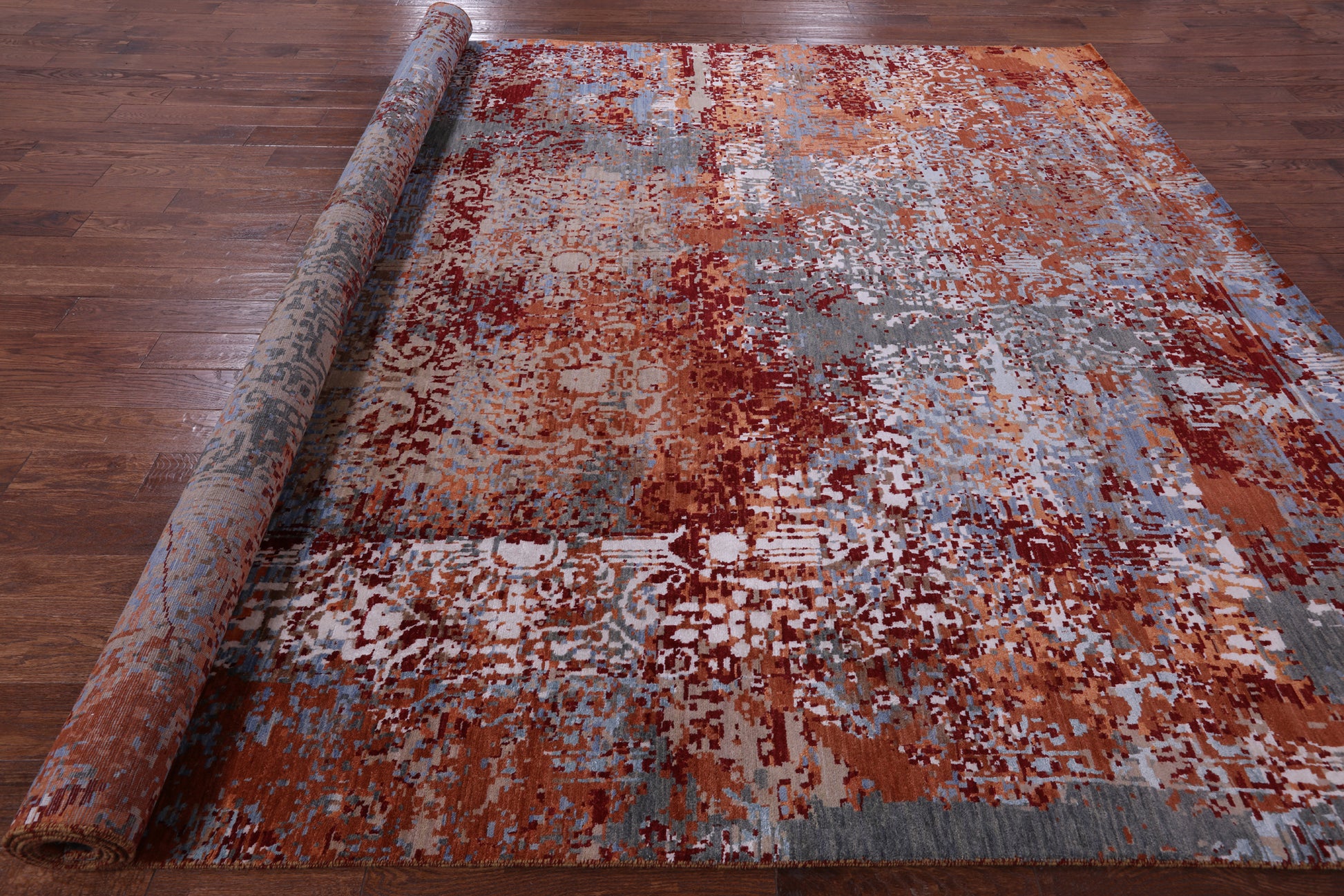 Contemporary Hand Knotted Wool & Silk Rug - 9' 6" X 13' 4" - Golden Nile