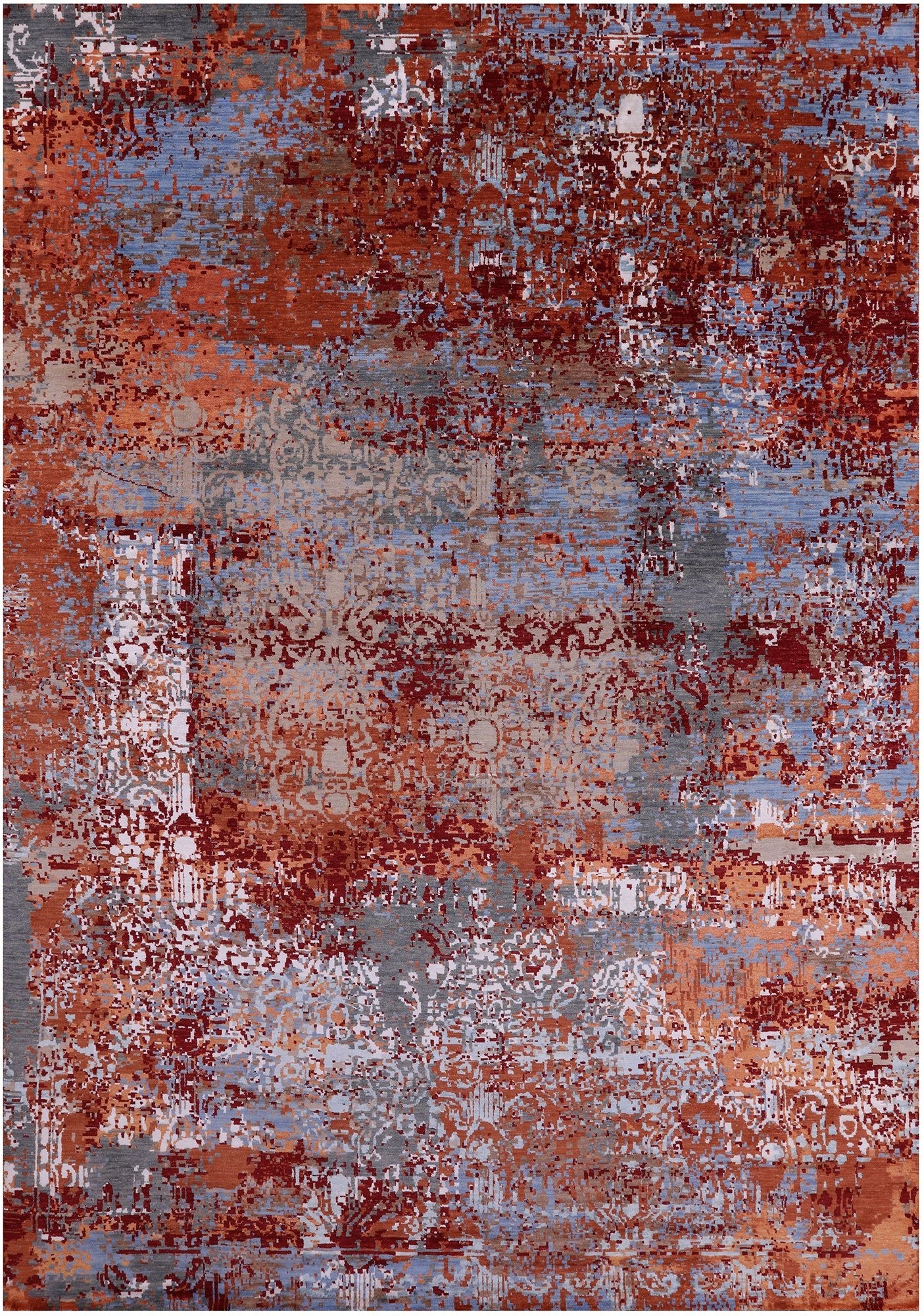 Contemporary Hand Knotted Wool & Silk Rug - 9' 6" X 13' 4" - Golden Nile
