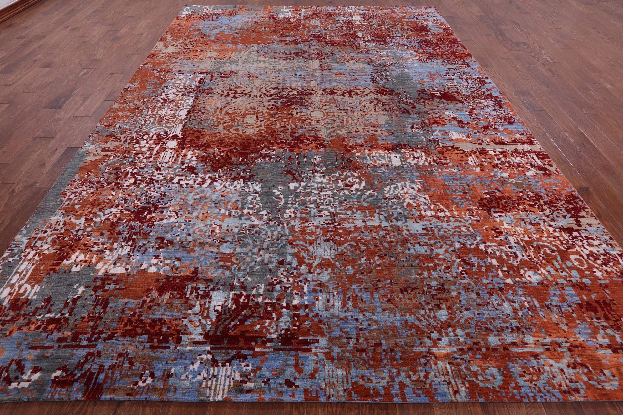 Contemporary Hand Knotted Wool & Silk Rug - 9' 6" X 13' 4" - Golden Nile