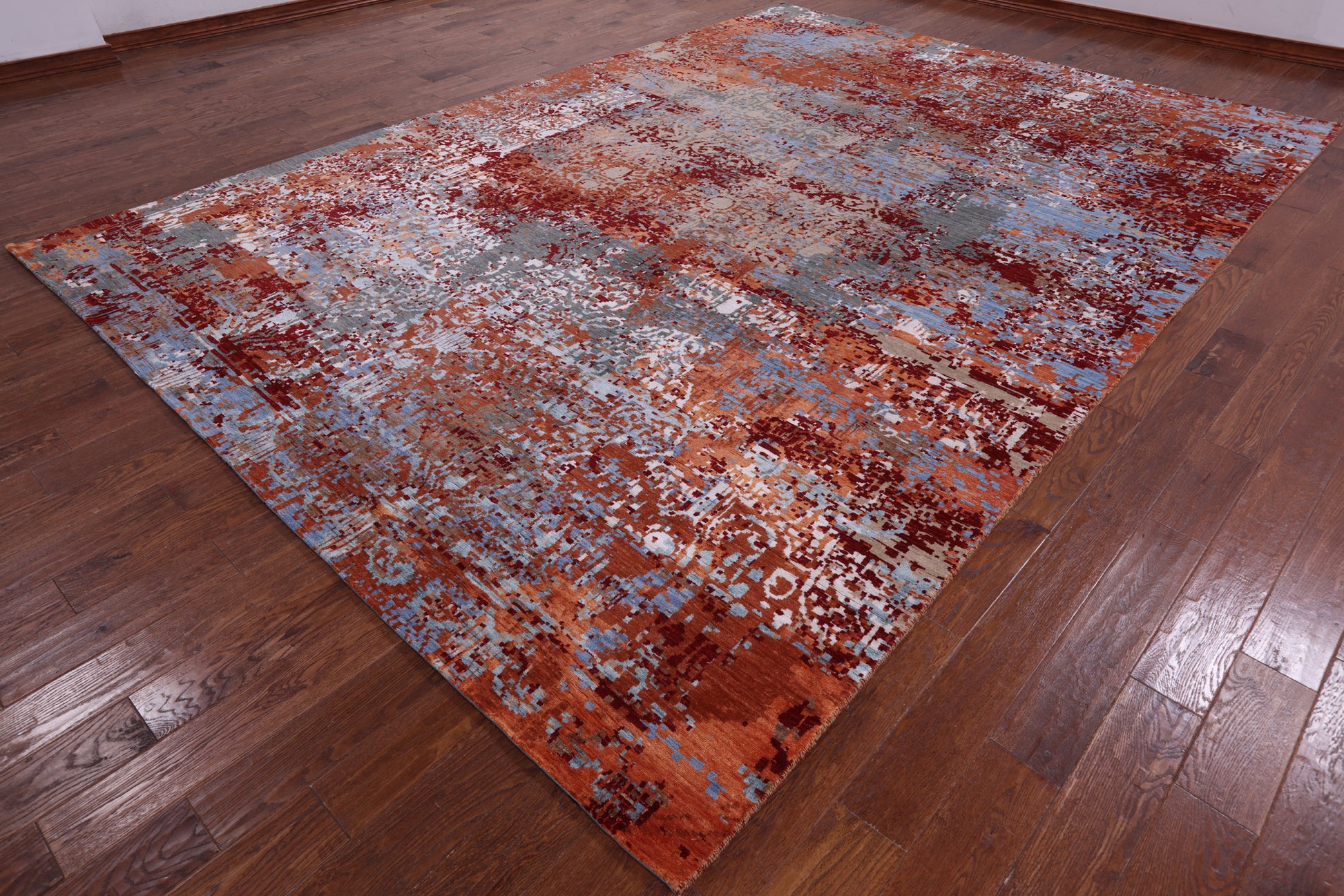 Contemporary Hand Knotted Wool & Silk Rug - 9' 6" X 13' 4" - Golden Nile