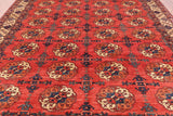 Red Turkmen Ersari Hand Knotted Wool Rug - 8' 5" X 9' 7" - Golden Nile